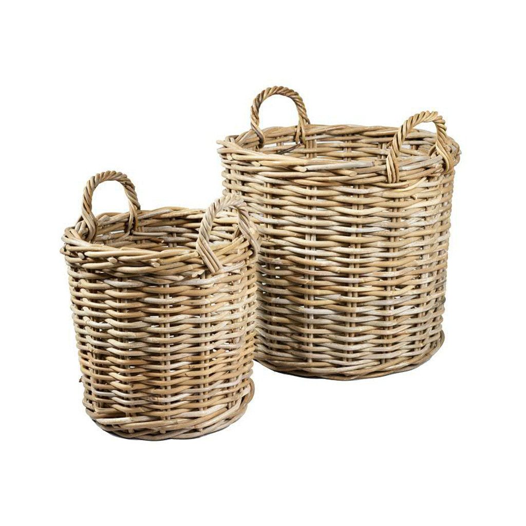 Flechtkorb Korb aus Rattan, aufwendig geflochtener Korb, ca. 45 x 40 cm, natur