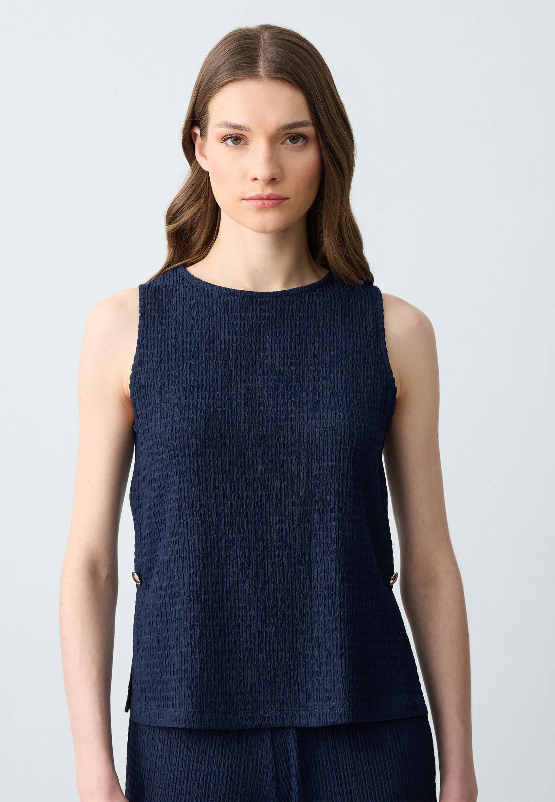 Blusentop Gebreide donkerblauwe blouse