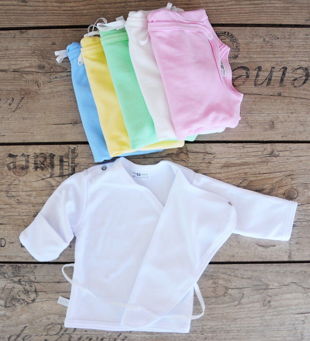 La Bortini Wickelshirt Baby Wickelhemdchen Flügelshirt für Neugeborene aus reiner Baumwolle, 44 50 56 62 68