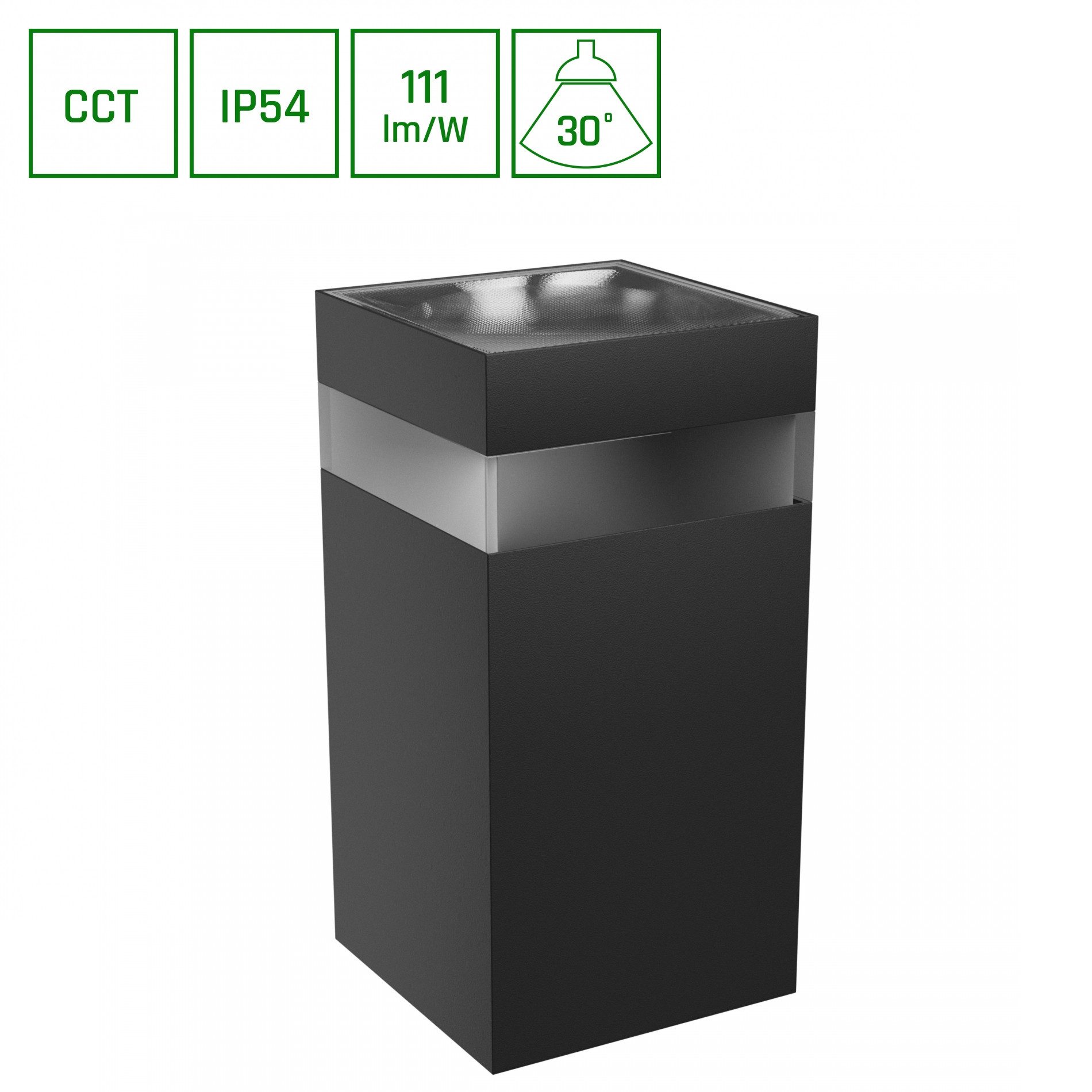 Spectrum LED Außen-Wandleuchte Außenleuchte TORRE RING 9W 1000lm IP54 eckig schwarz CCT 3000-6000K, Leuchtmittel fest integriert, CCT, CCT 3000-6000K, Spritzwassergeschützt, IP54