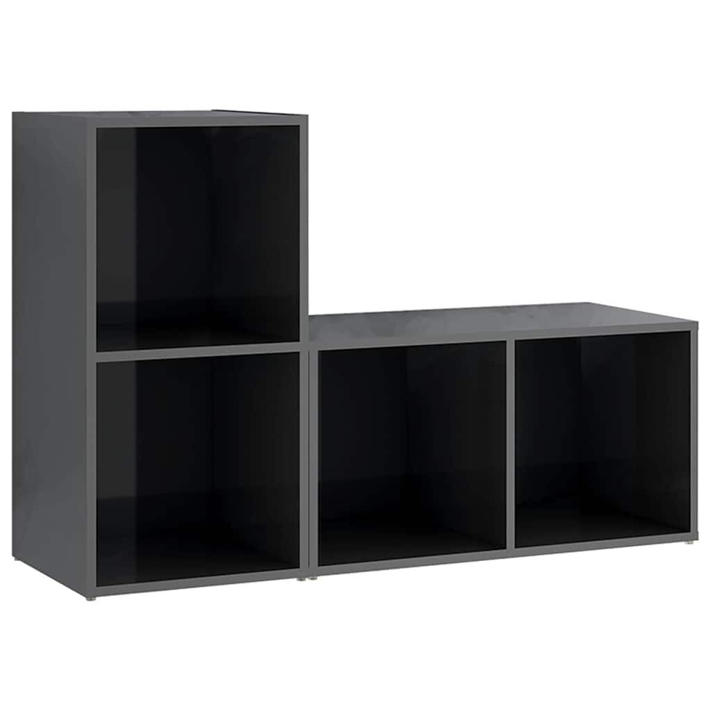 vidaXL TV-Schrank TV-Schränke 2 Stk. Hochglanz-Grau 72x35x36,5 cm Holzwerkstoff (1-St)