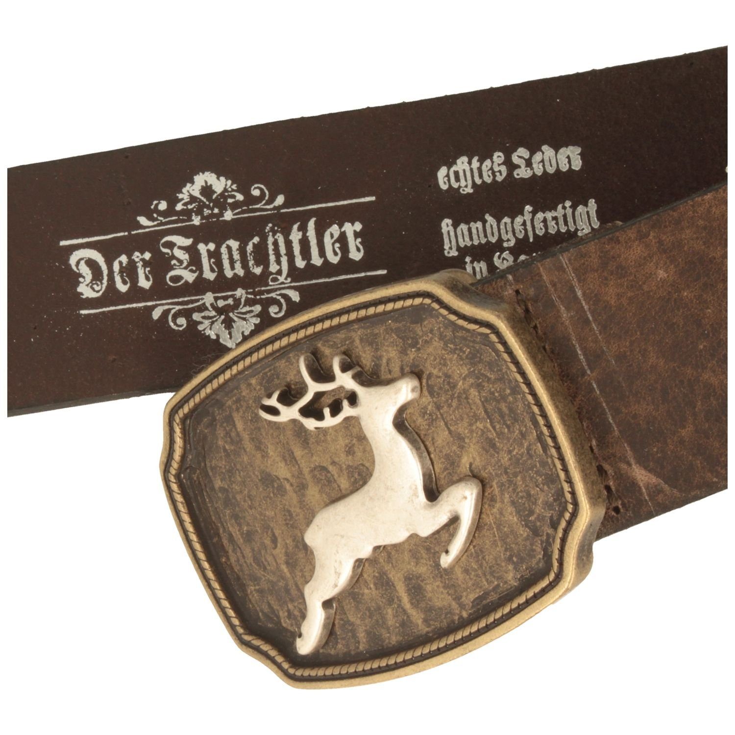 Breiter Ledergürtel Trachten mit springendem Hirsch günstig online kaufen