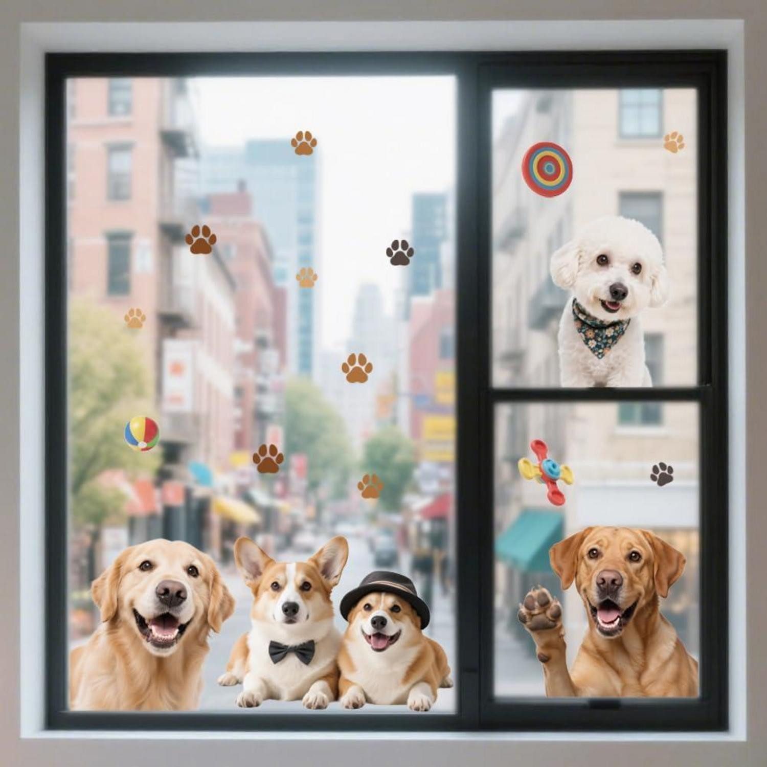 LuxusKollektion Fensterbild Fensterbilder Hund Pfoten doppelseitig wiederverwendbar