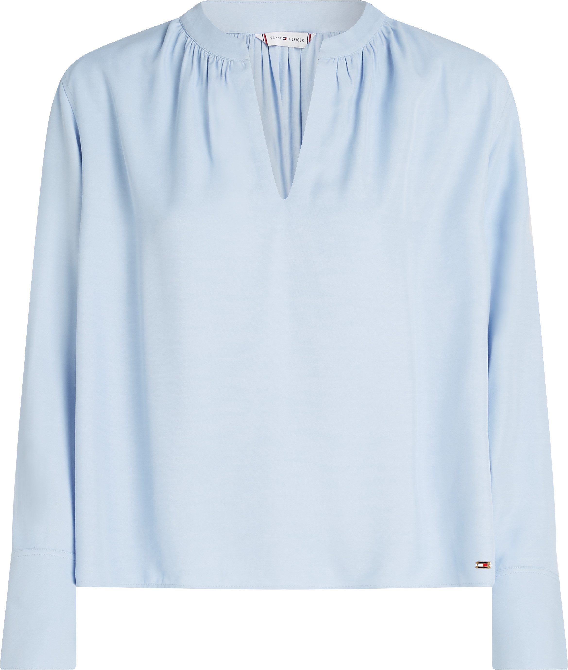 Tommy Hilfiger Langarmbluse SOFT VIS V NECK LS BLOUSE mit Raffungen