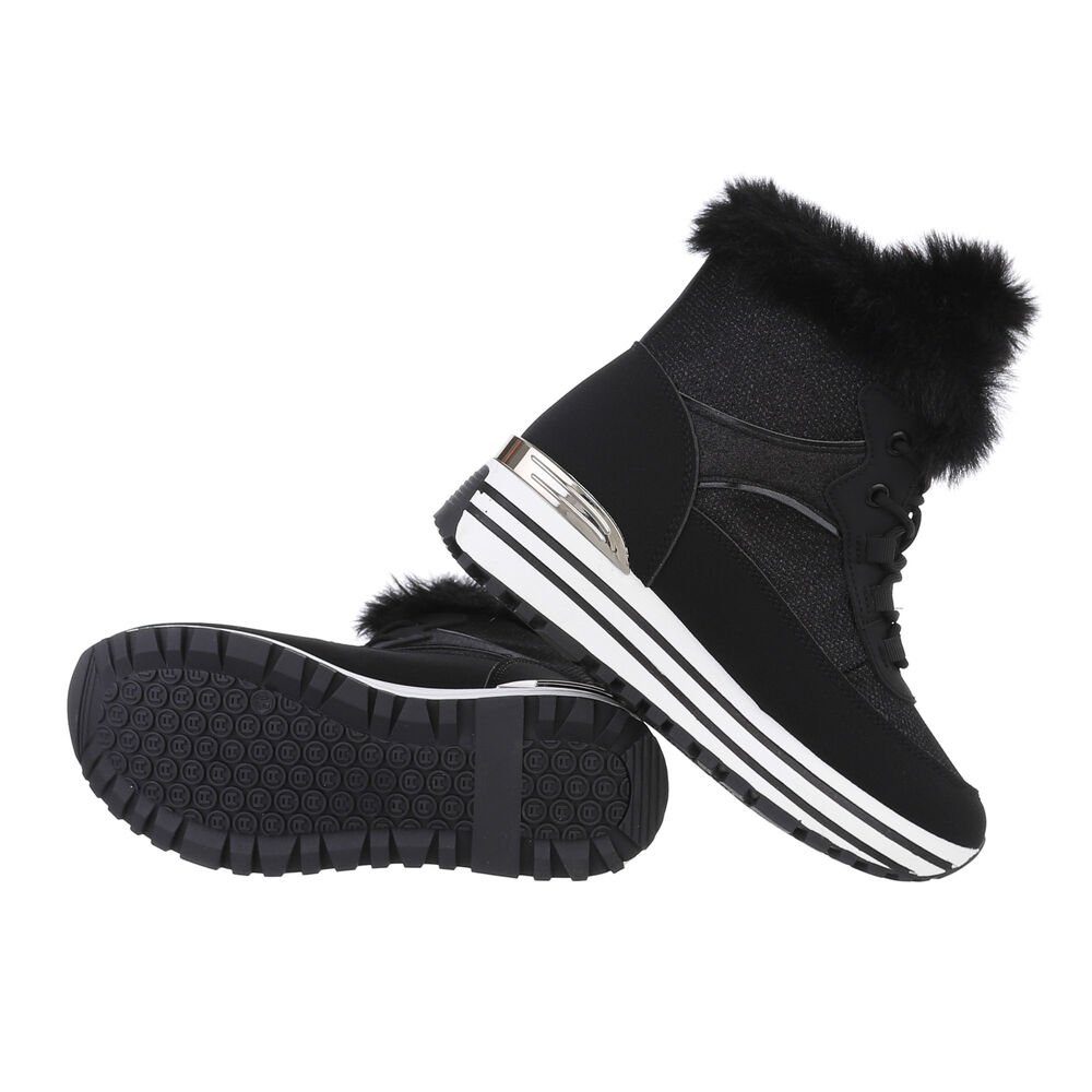 Ital-Design Sneakers Freizeit High-Top Damen in Sneakerboots Keilabsatz/Wedge High Schwarz