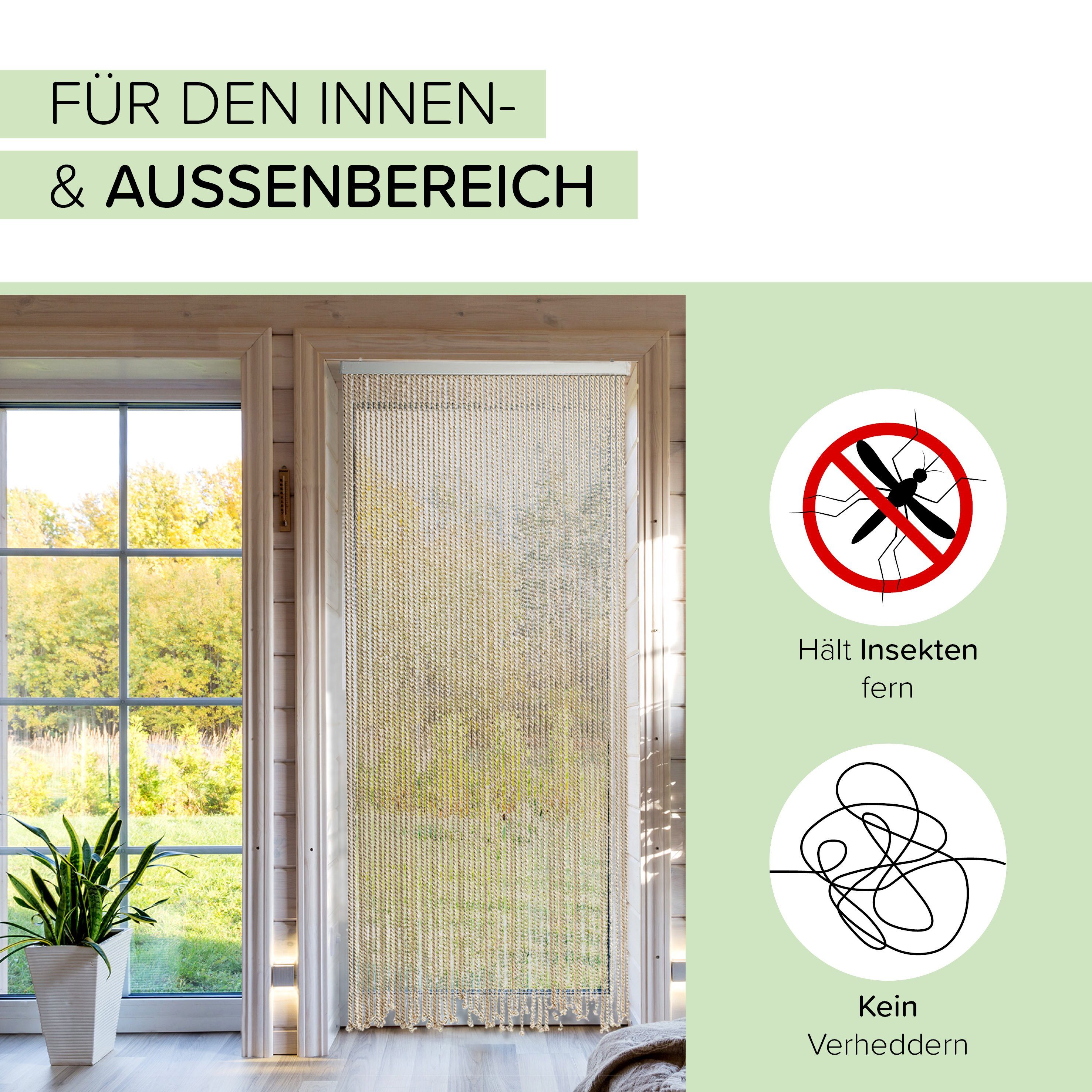 Kobolo Türvorhang Seilvorhang Vorhang MARITIM 54 Stränge beige (1 St), Ösen, halbtransparent, abweisend gegen Insekten