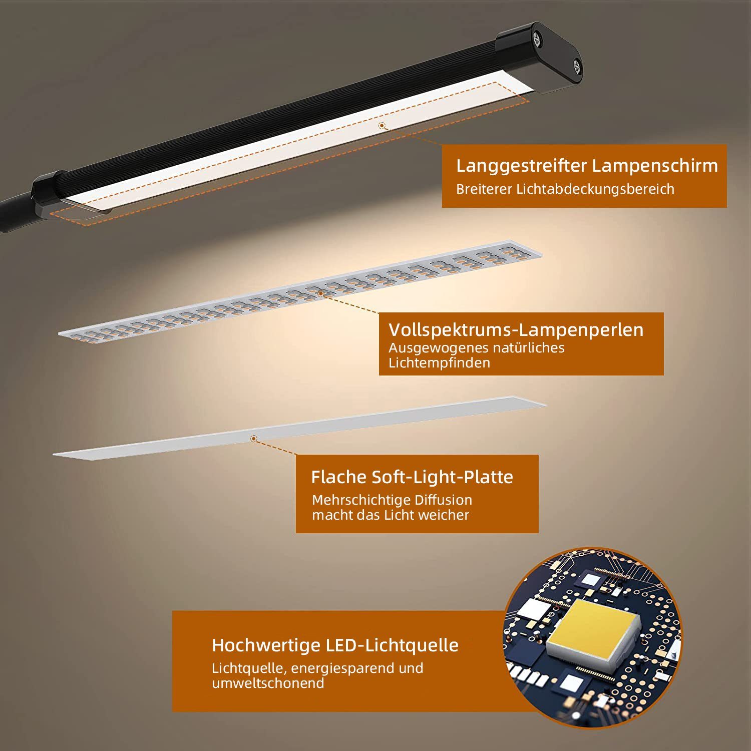 Qualra LED Leselampe Schreibtischlampe Klemmbar 3 günstig online kaufen