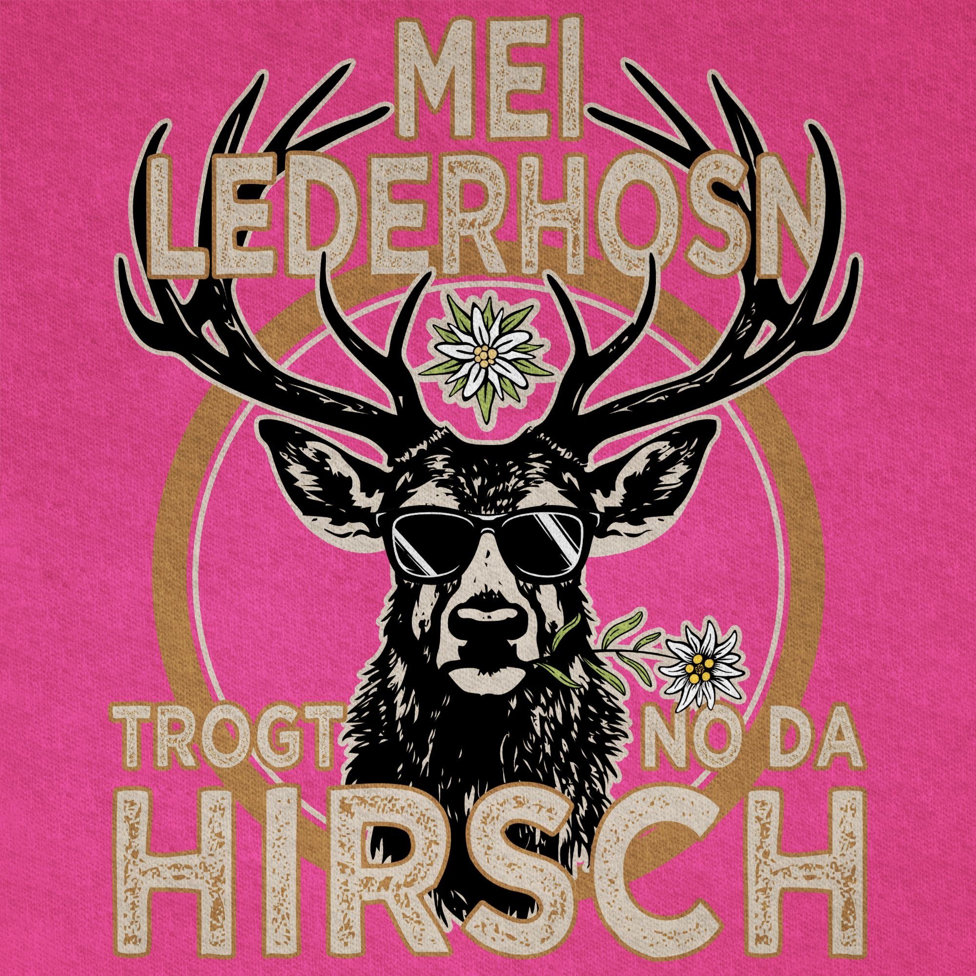 Lederhose Outfit 03 T-Shirt Spruch Hirsch für Kinder Trachten der Trägt Fuchsia Oktoberfest Shirtracer Outfit Mode