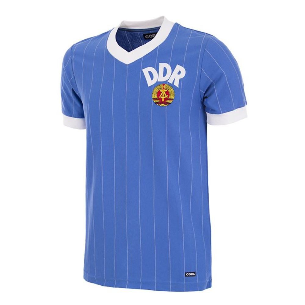 COPA Fußballtrikot Retro DDR 1985 Vereinsemblem Bestickt, feine Nadelstreifen