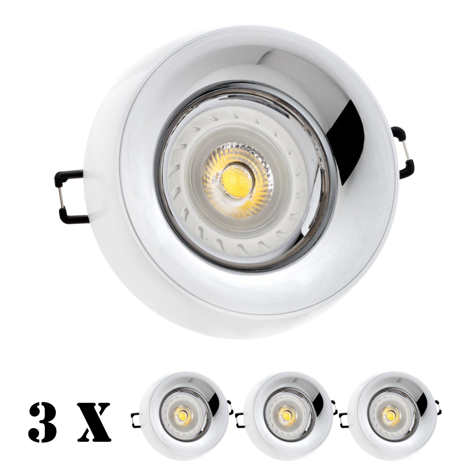 GU10 3er LED LEDAND Set LEDANDO Einbaustrahler Markenstrahler LED Weiß Einbaustrahler von LED mit