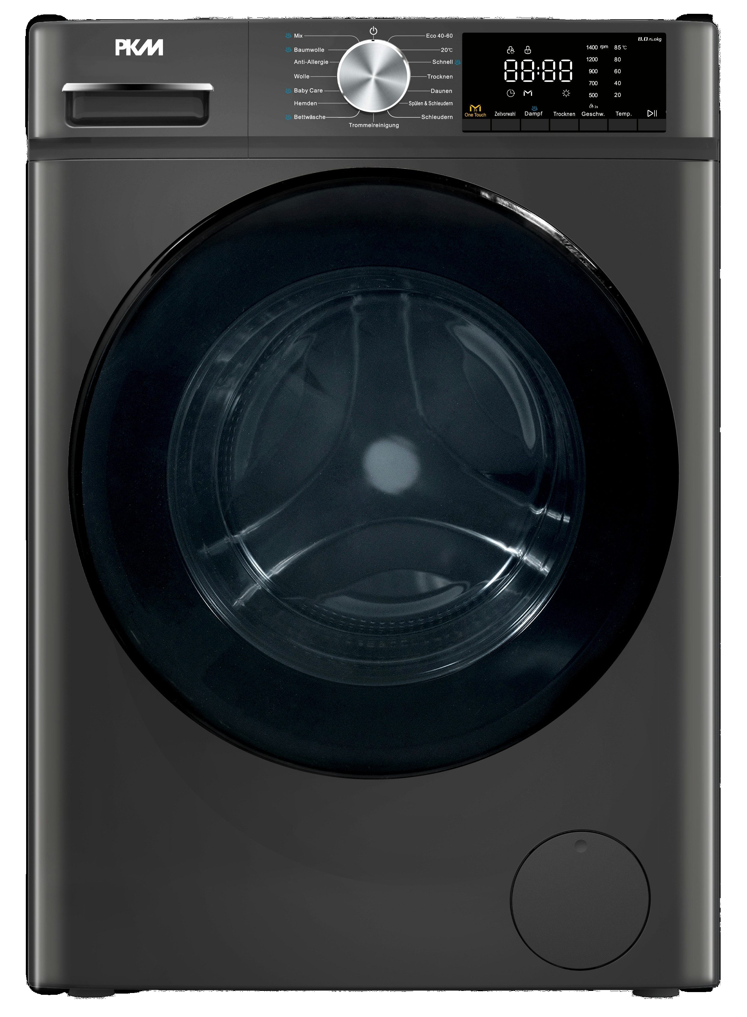 PKM Waschtrockner Kombigerät WT8+5ADG Dunkelgrau, 1400 U/min, 8kg Waschen 5kg Trockner AquaStop