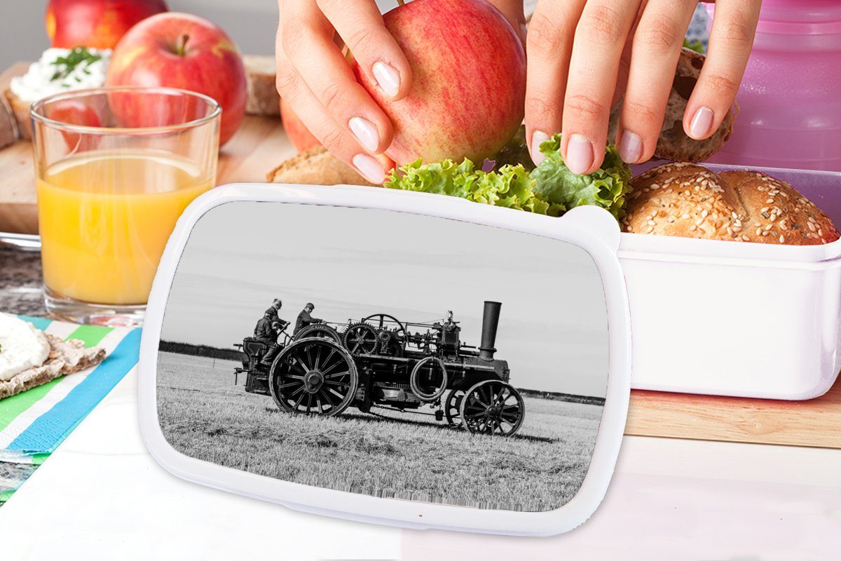 MuchoWow Lunchbox Traktor - für Weiß - Jungs Mädchen Brotdose, Kunststoff, Schwarz Erwachsene, Brotbox - und Kinder Bauernhof (2-tlg), Vintage, und für 