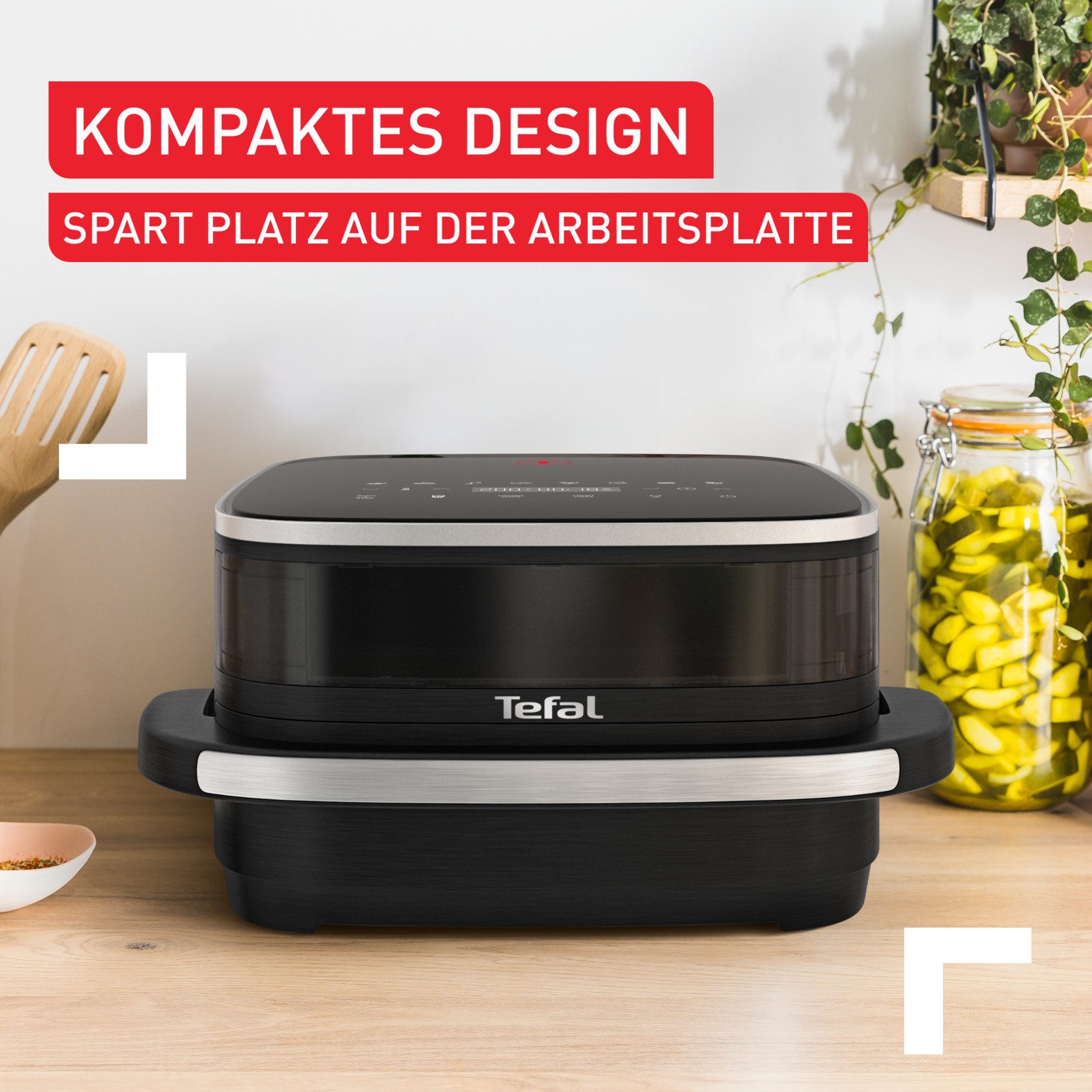 Tefal Heißluftfritteuse Easy Fry XL Surface mit Pizzabackfunktion, kompaktes Design, 2200 W, Extra-Crisp-Technologie, spart Zeit und Energie, Sichtfenster, FW4018
