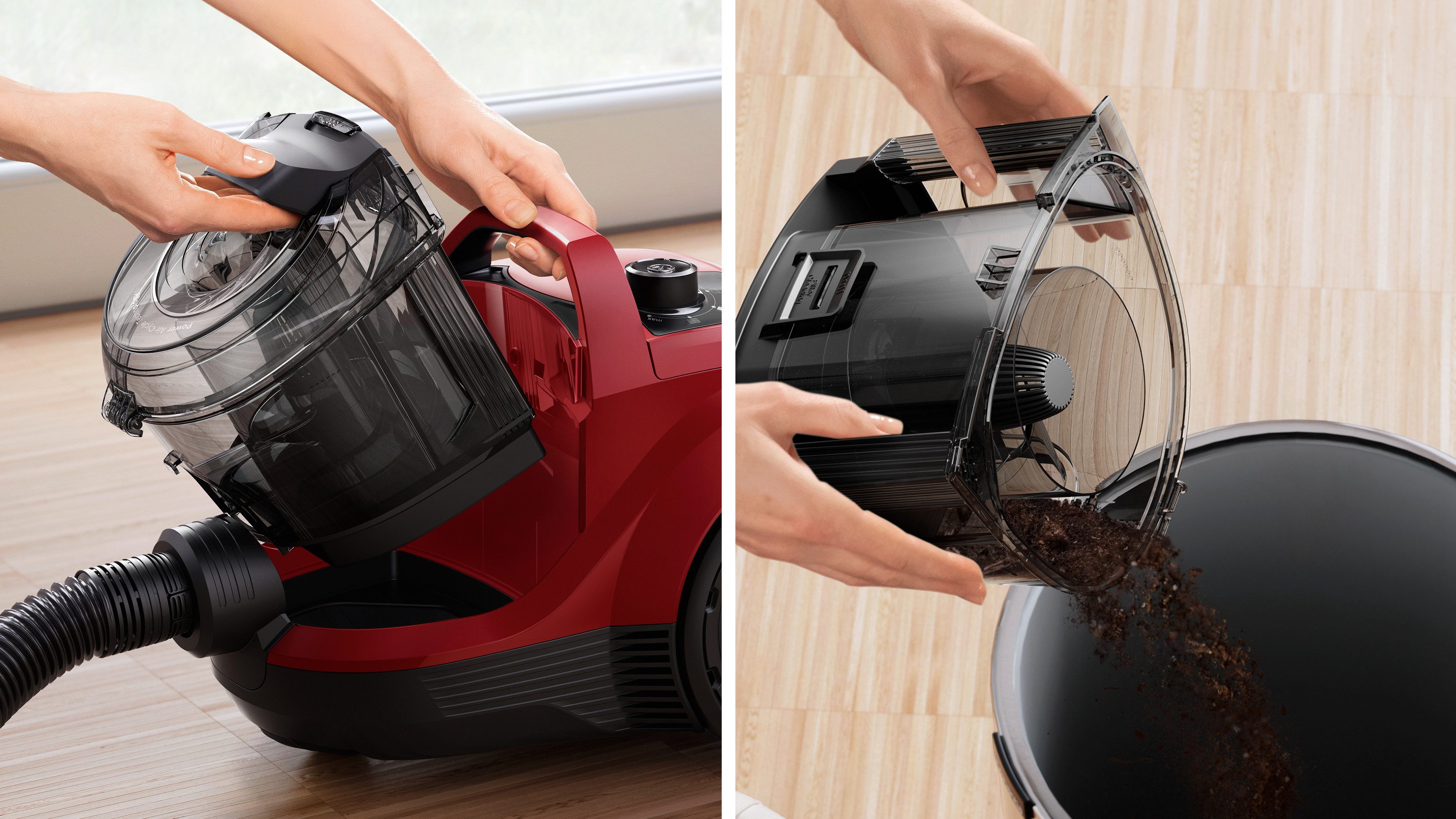 BOSCH Bodenstaubsauger Serie 4 BGS21CAR, Hygiene-Filter, XXL-Polsterdüse, XXL-Fugendüse, 750 W, beutellos, 10 J. Motorgarantie, ideal zur Fahrzeug-Innenreinigung, kompakt, rot