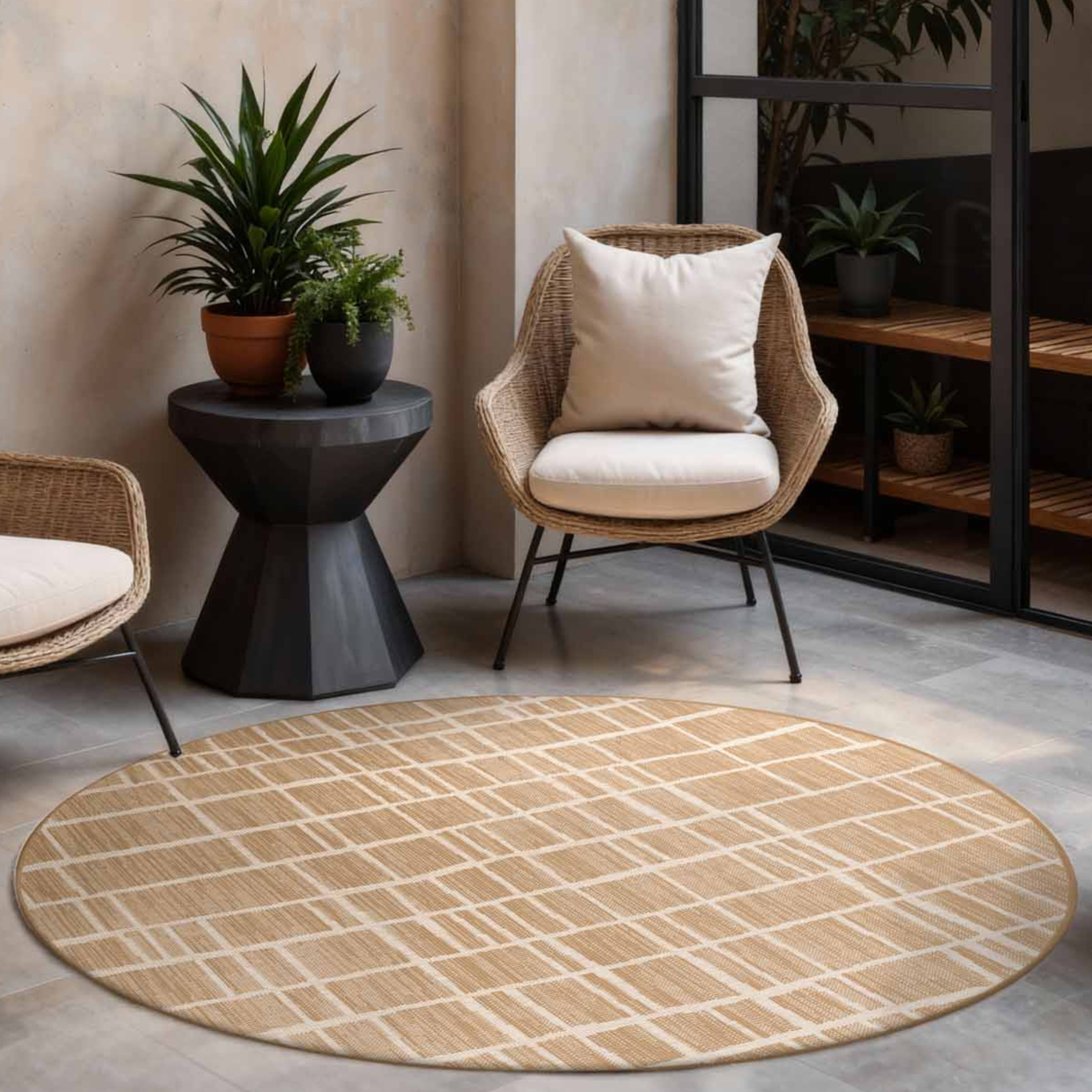 Ted Baker Teppich Crouch, Wendeteppich, rund, Höhe: 8 mm, Designteppich, Wetterfest, Pflegeleicht, Modern, Wohnzimmer, Terrasse