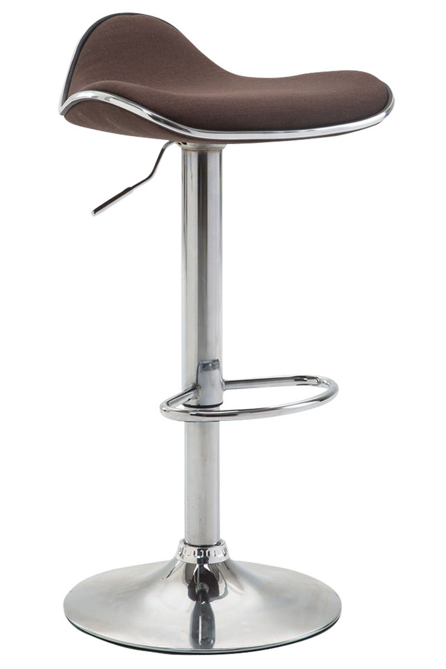 TPFLiving Barhocker Shangrila (Barstuhl höhenverstellbar - Hocker für Theke & Küche - Tresenhocker), 360° drehbar - chromfarbener Stahl - Sitzfläche: Stoff Braun