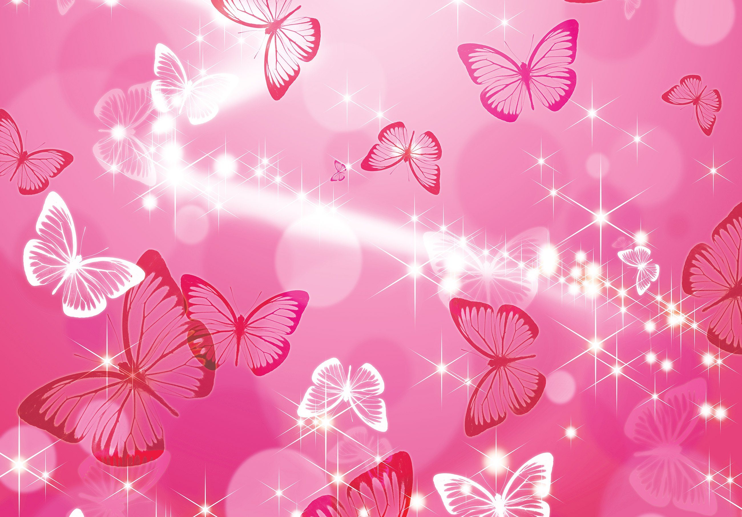 Wallarena Fototapete Kinderzimmer Mädchen Schmetterlinge Rosa Magie Stern Vlies Tapete für Babyzimmer oder Mädchenzimmer Vliestapete Wandtapete Motivtapete, Glatt, Schmetterlinge, Vliestapete inklusive Kleister