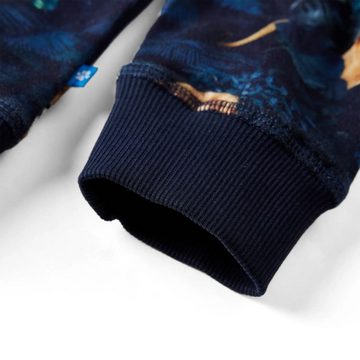 vidaXL Strickpullover Kinder-Sweatshirt mit Löwen- und Pflanzen-Motiv Marineblau 140