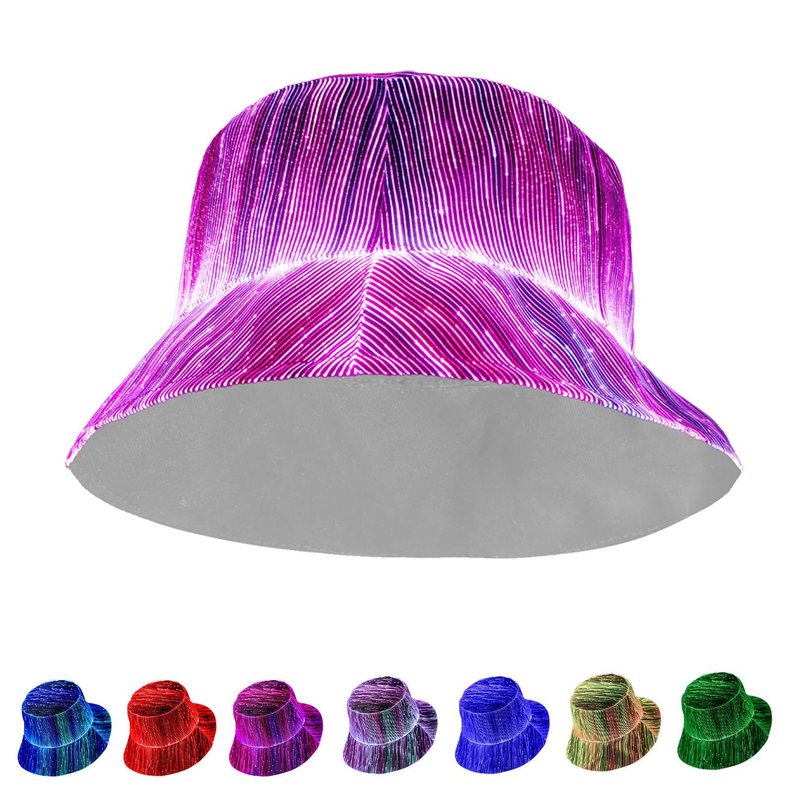 VIVIHEYDAY Kostüm Fischerhut mit LED-Beleuchtung, 7 Farben, leuchtet im Dunkeln, Partyhut, wiederaufladbar, Festival-Ausrüstung, Einheitsgröße