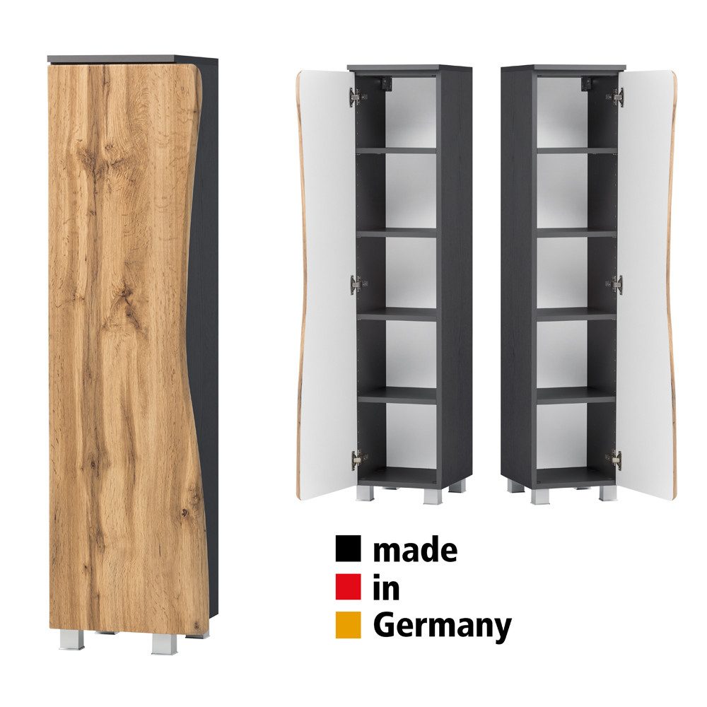 Lomadox Hochschrank KAHLA-03 graphit 37,5/130/35 cm