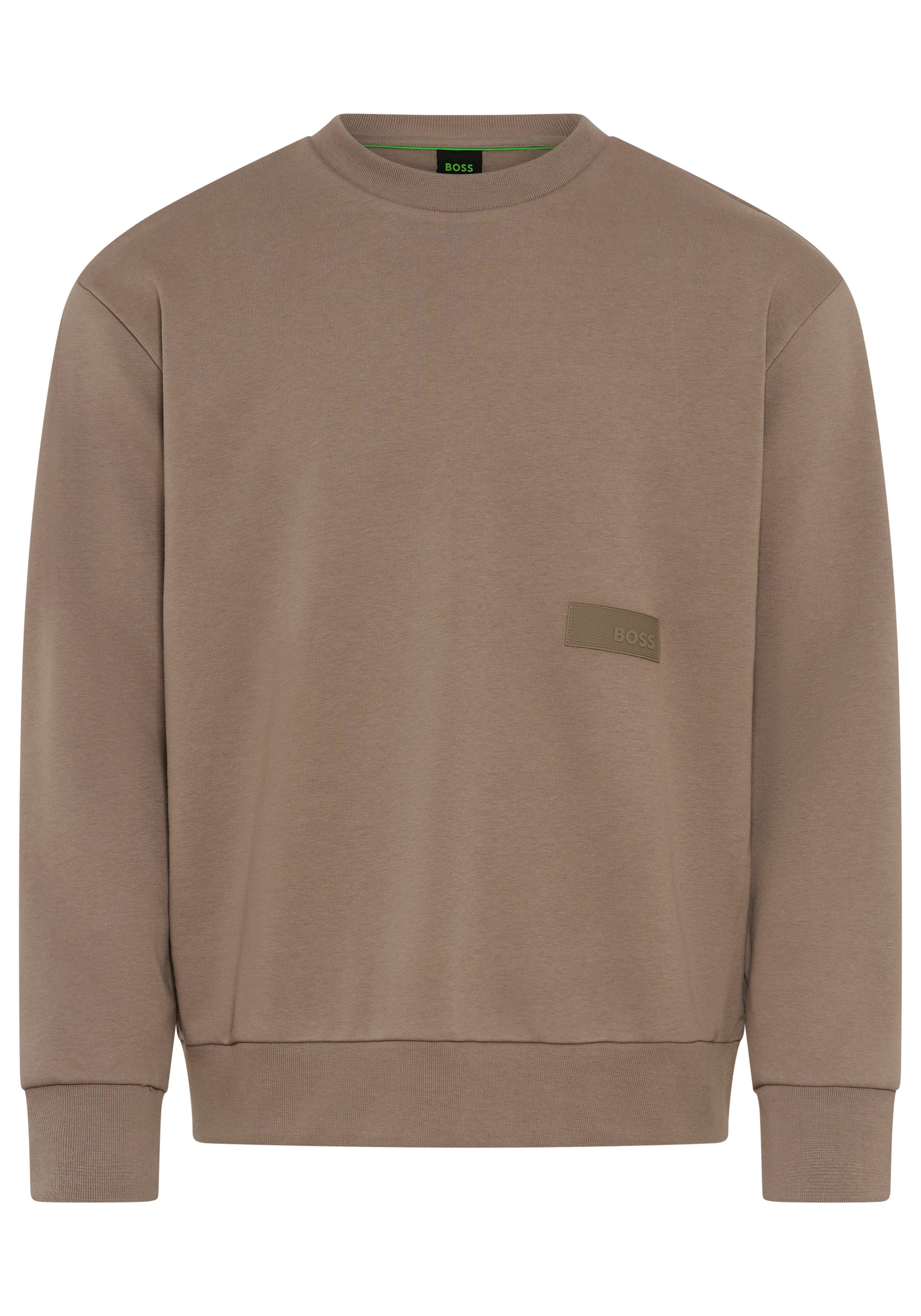 BOSS GREEN Sweatshirt Rundhalsausschnitt, Relaxed Fit, Logo-Badge