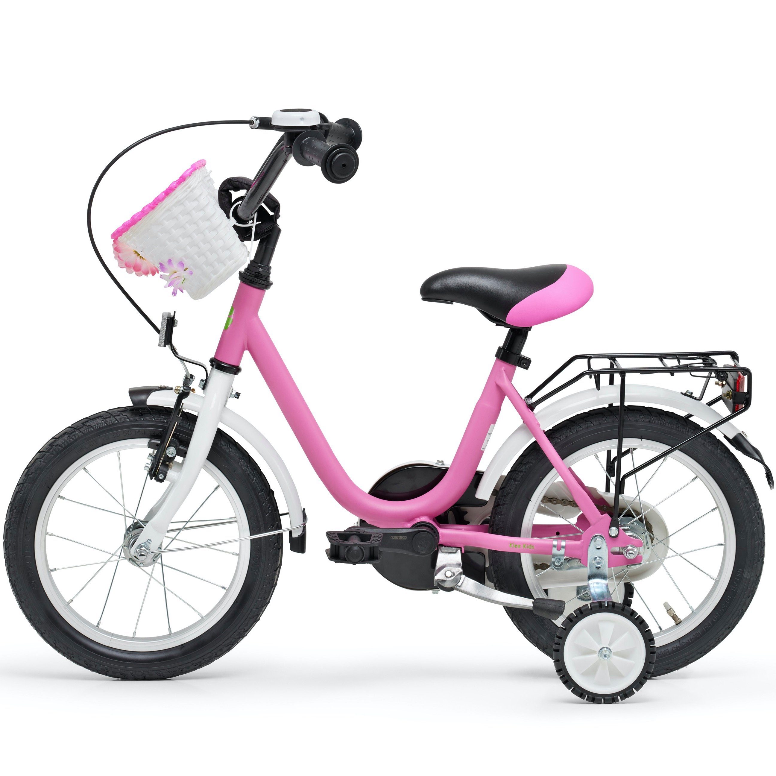 Korb 3 Pink Fahrrad Matt ab Kinderfahrrad 14 Rücktritt, Zoll Ständer, Bachtenkirch Stützräder, Jahre,