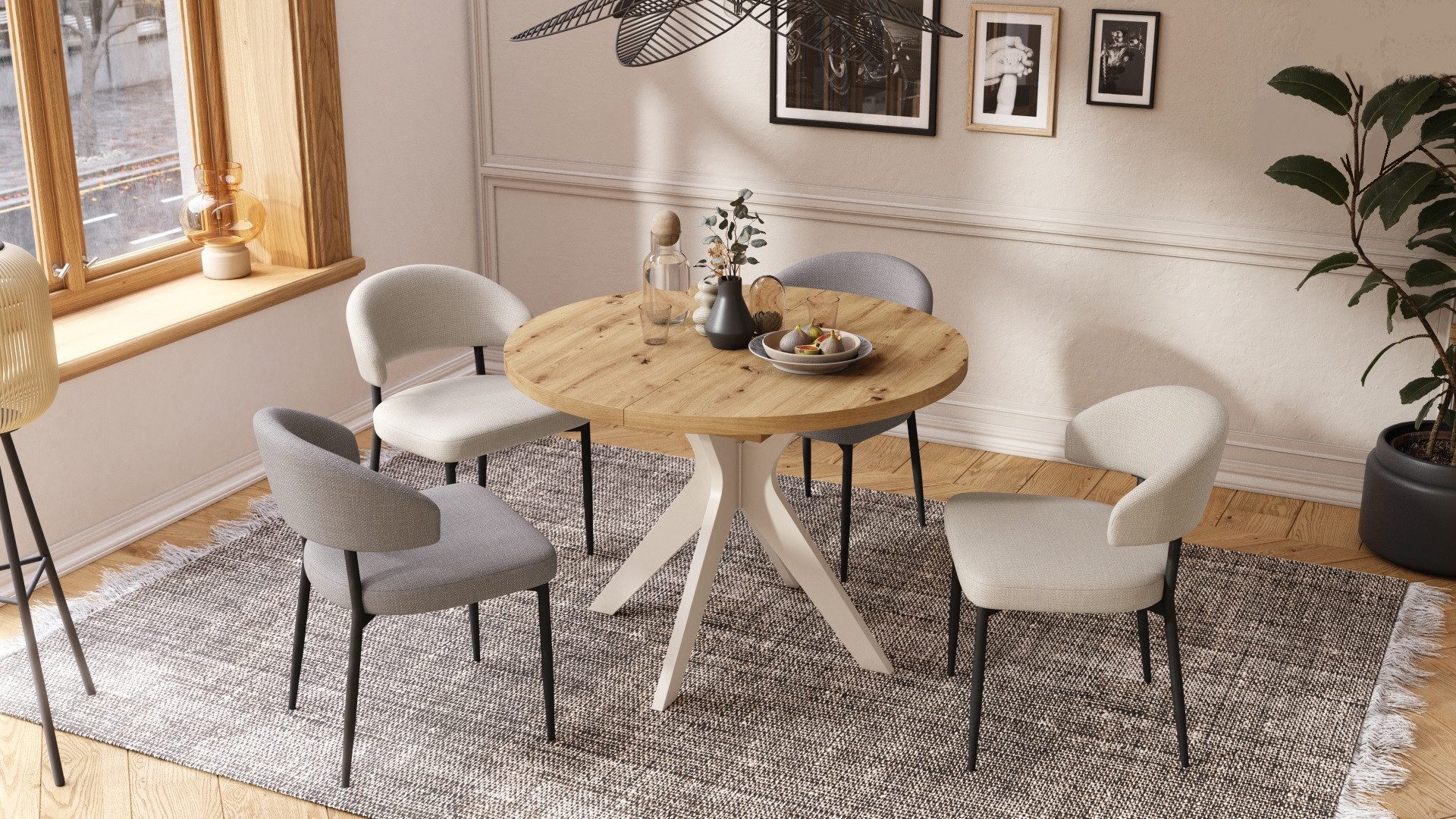 designimpex Esstisch Design Esstisch Renzo ausziehbar 110 bis 180 cm rund Esszimmer Tisch, Esstisch, Esszimmertisch, Tisch, Ausziehtisch, Küchentisch, Esszimmer – Bild 2 von 5