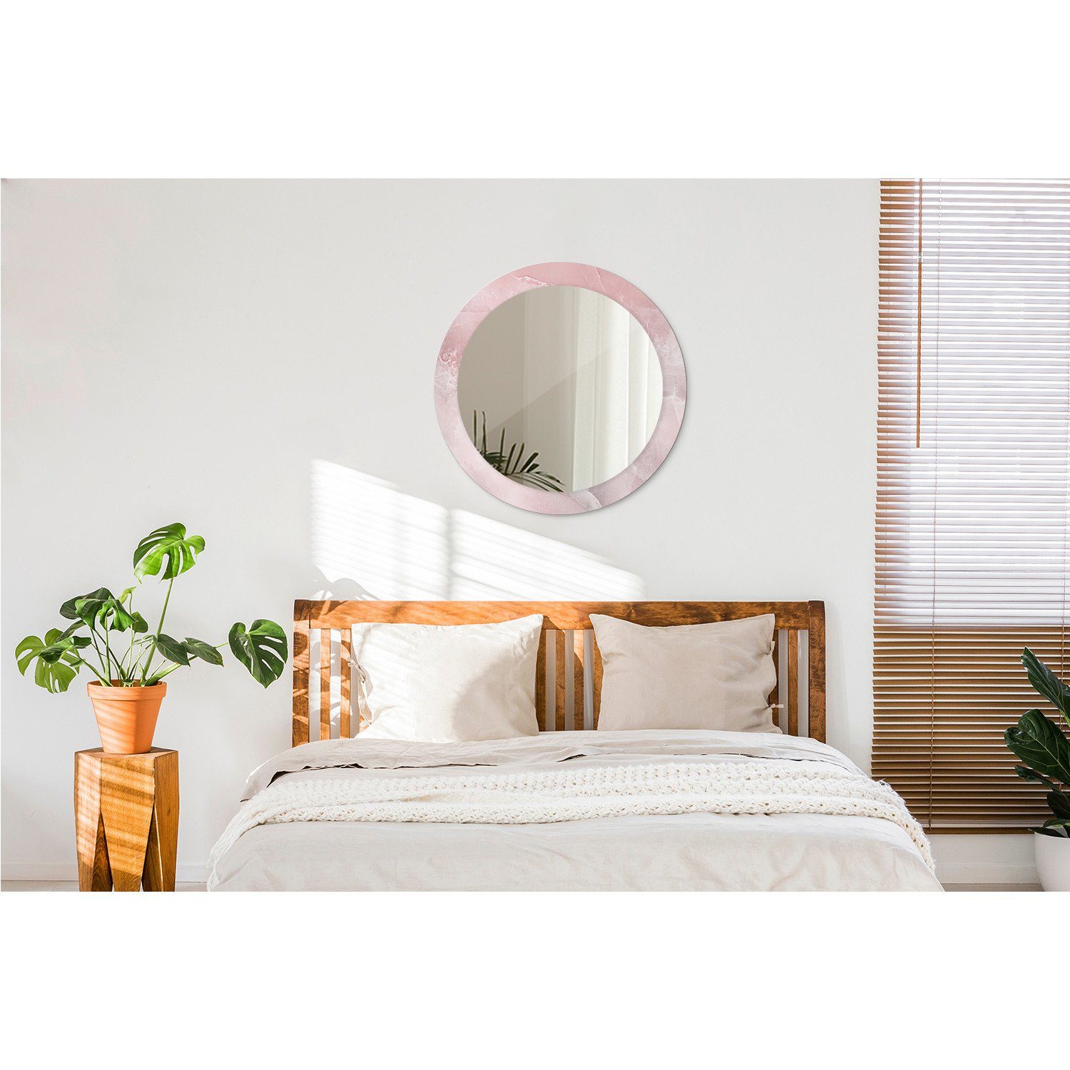 Tulup Dekospiegel mit Aufdruck Badezimmerspiegel Wandspiegel Rundspiegel Rund: Ø70 cm, Wohnzimmer Spiegel