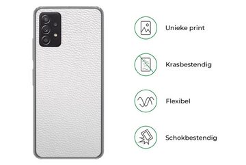 MuchoWow Handyhülle Leder - Strukturiert - Leder-Optik - Weiß, Handyhülle Telefonhülle Samsung Galaxy A33