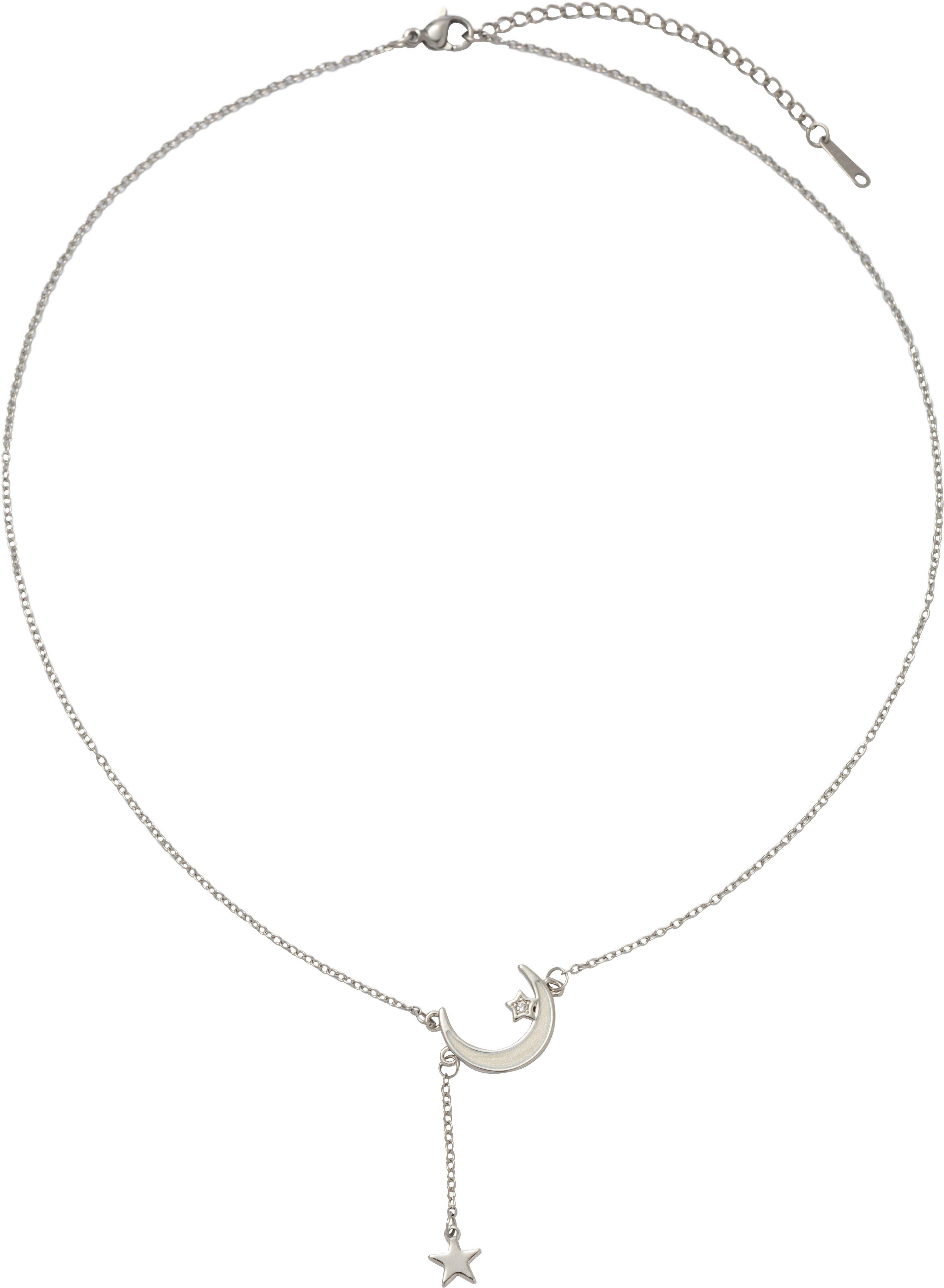 Firetti Y-Kette Schmuck Geschenk Edelstahl Halskette Ankerkette Mond Sterne, Made in Germany
