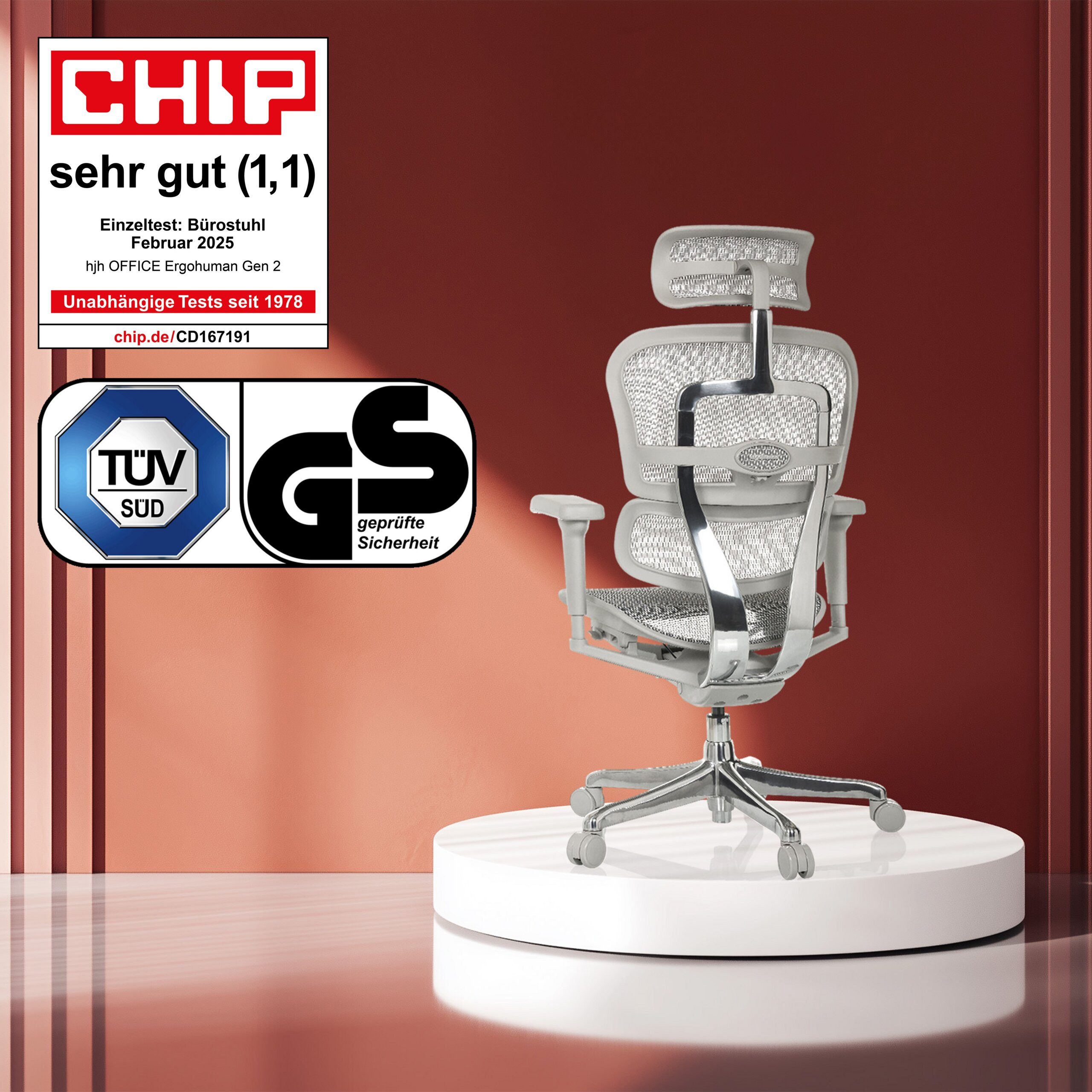 hjh OFFICE Drehstuhl Luxus Chefsessel Ergohuman Ultra G Gen2 Netzstoff (1 St), Profi Bürostuhl Schreibtischstuhl ergonomisch