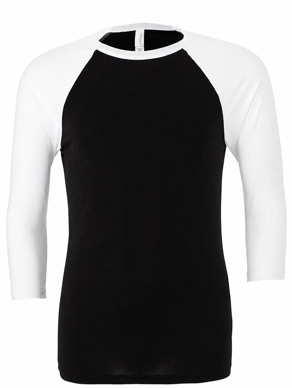 Bella + Canvas Langarmshirt Herren 3 / 4 Sleeve Baseball T-Shirt
