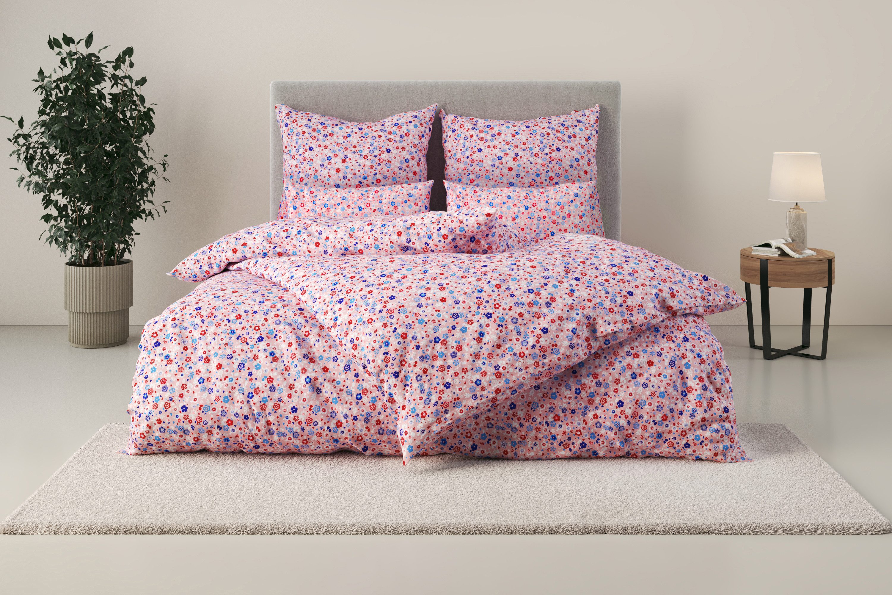 my home Bettwäsche Mariby, Renforcé, 2 teilig, mit feinem Blümchen Design, günstig online kaufen