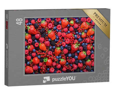 puzzleYOU Puzzle Mix aus Erdbeere, Heidelbeere, Himbeere, Brombeere, 48 Puzzleteile, puzzleYOU-Kollektionen Obst, Essen und Trinken