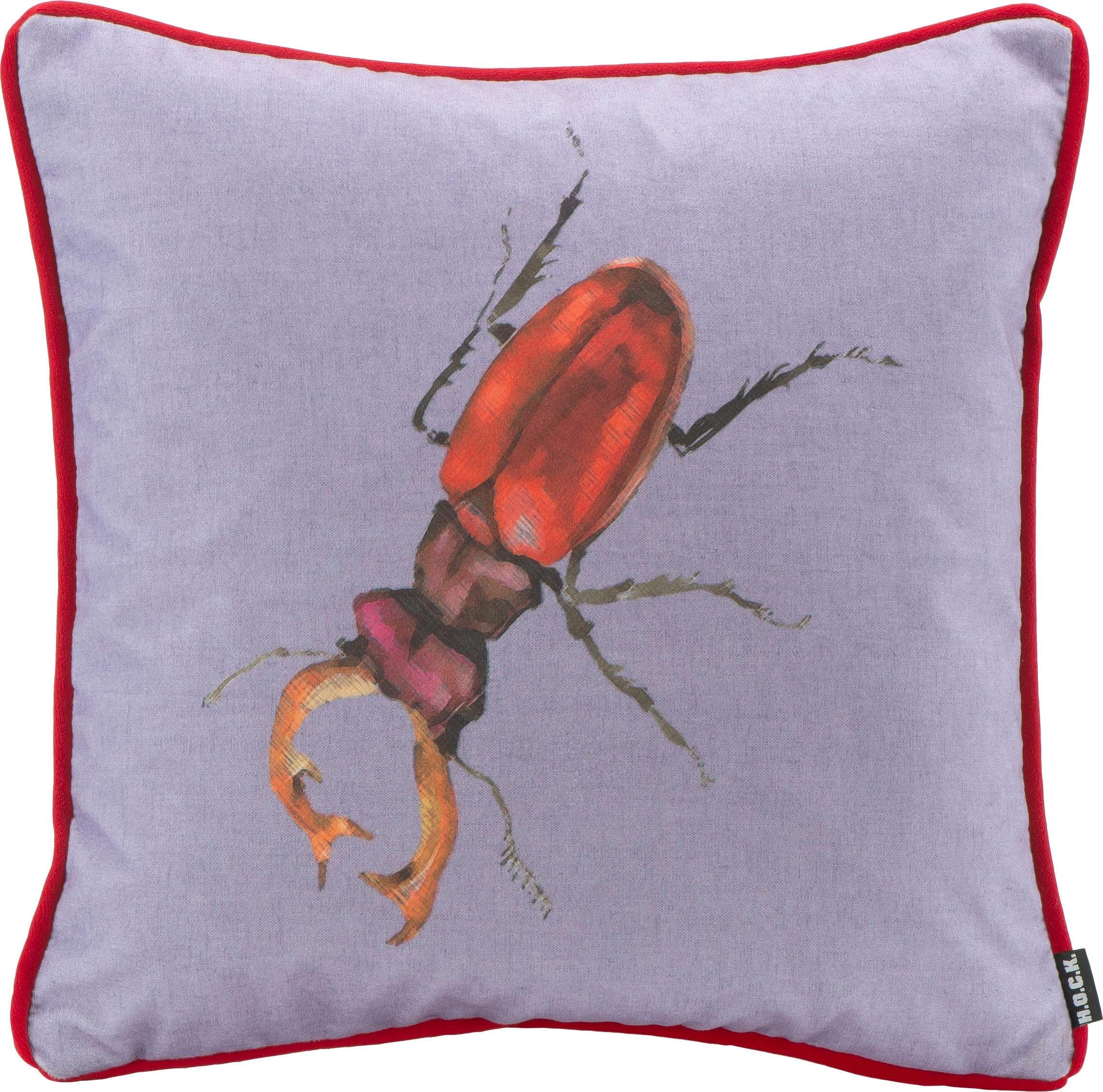 H.O.C.K. Dekokissen Hirschkäfer, changierender Samt, Kissenhülle mit Füllung, 1 Stück