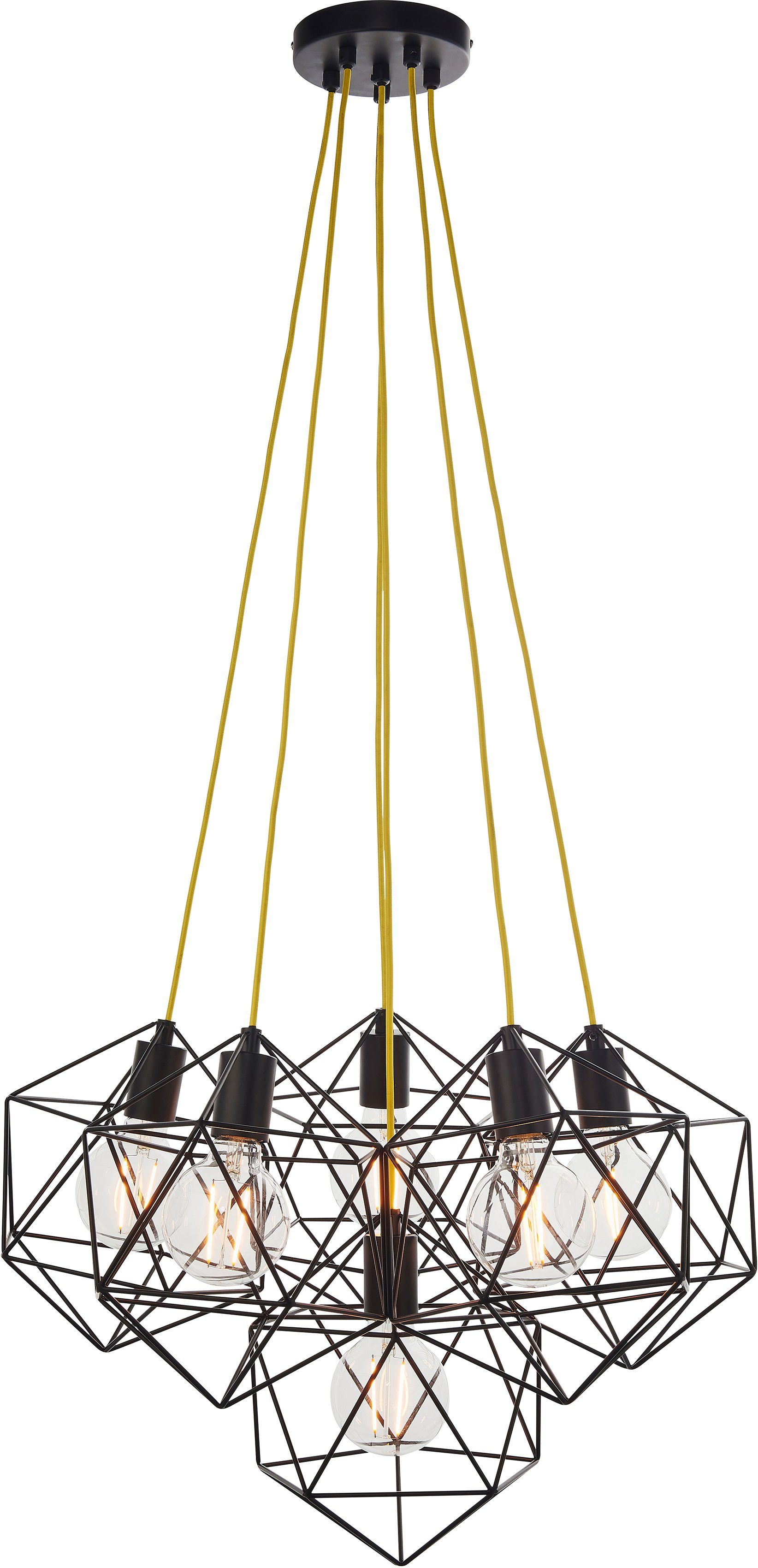 Brilliant Pendelleuchte Amelita, ohne Leuchtmittel, 120 cm Höhe, Ø 60 cm, 6  x E27, Metall, schwarz matt