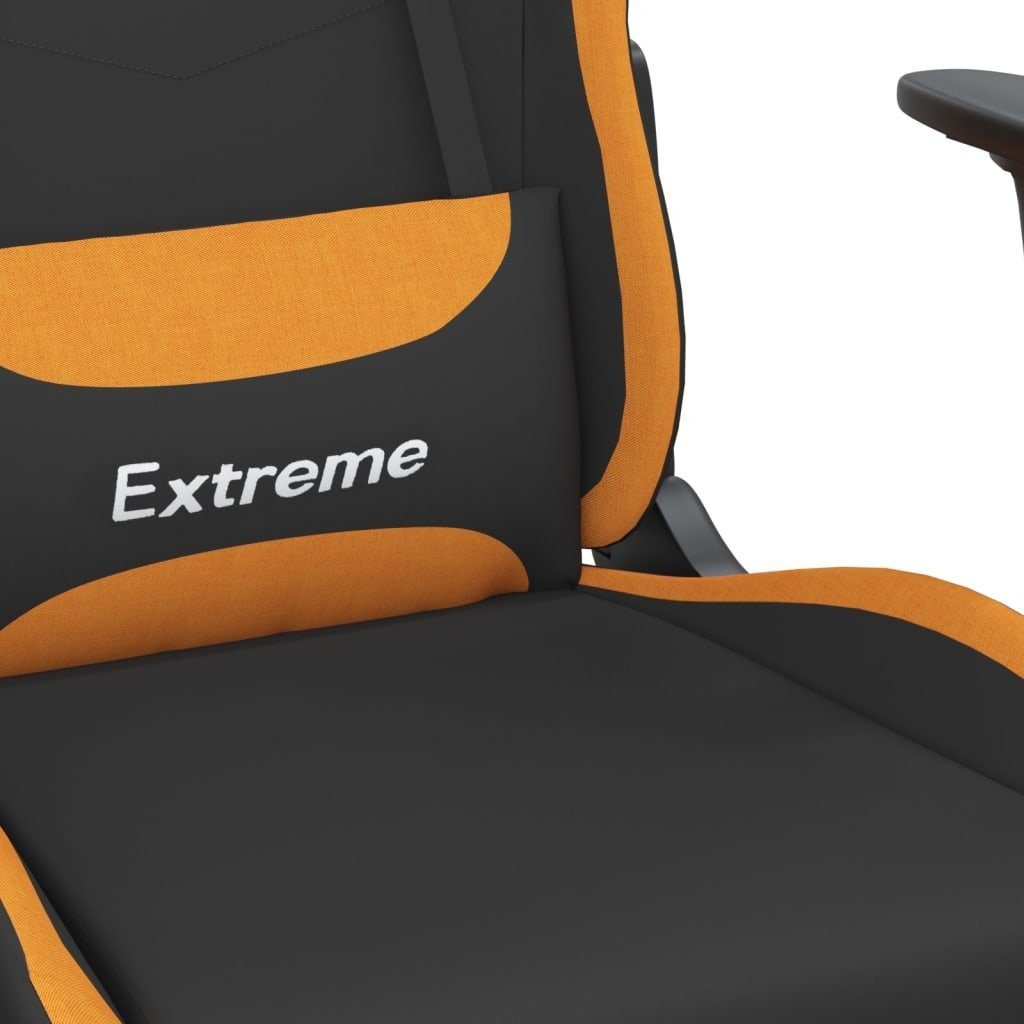 St) Stoff Orange mit (1 und Schwarz Gaming-Stuhl furnicato Fußstütze