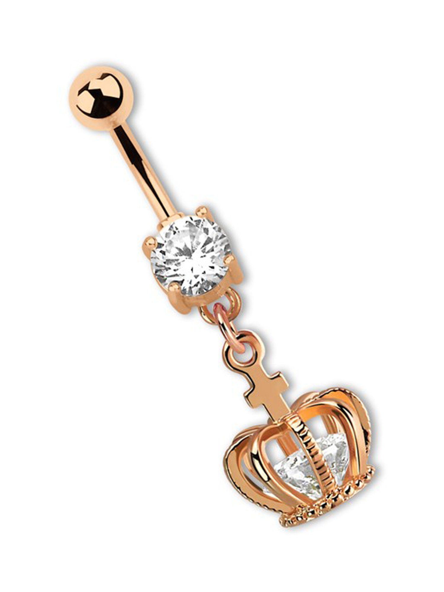 Adelia´s Bauchnabelpiercing Piercing Piercing Bauchnabelpiercing, 316l Stahl Banane - Anhänger mit Krone - rosegold