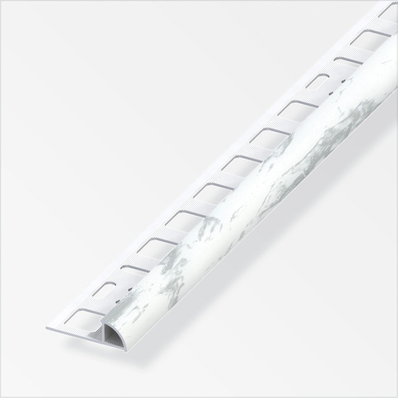 alfer Profil alfer Viertelkreisprofil PVC glatt weiß marmor