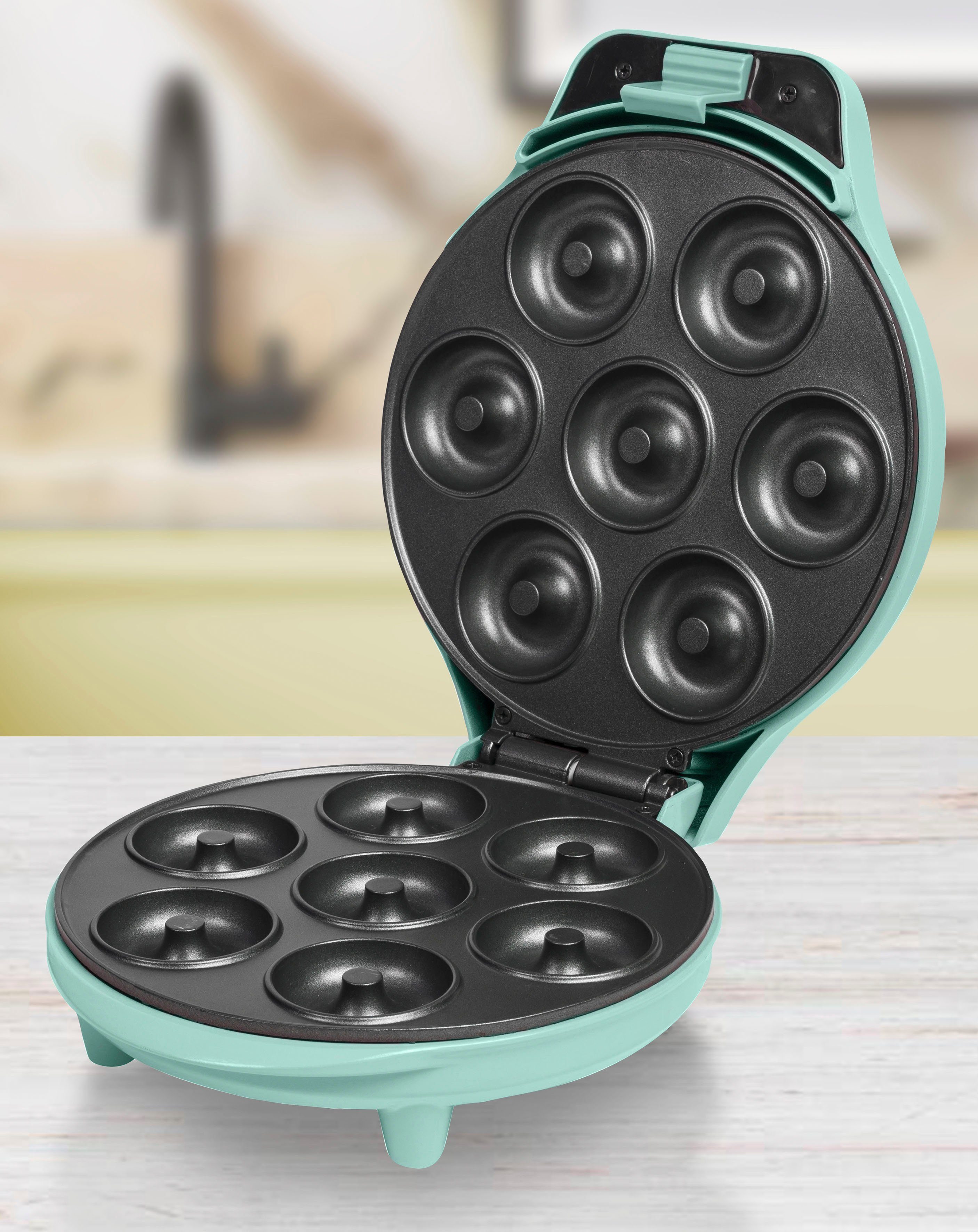 bestron Donut-Maker ADM218SDM Sweet Dreams, 700 W, im Retro Design,  Antihaftbeschichtung, Farbe: Mint