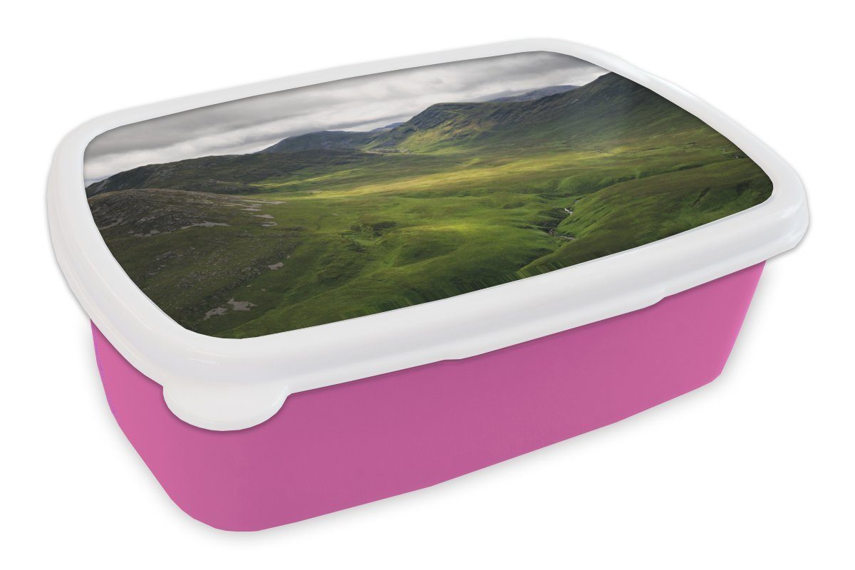 (2-tlg), auf Brotbox MuchoWow Lunchbox die Zwölf-Pins-Berge, Brotdose Kunststoff Erwachsene, rosa Mädchen, für Snackbox, Kunststoff, Blick Kinder,