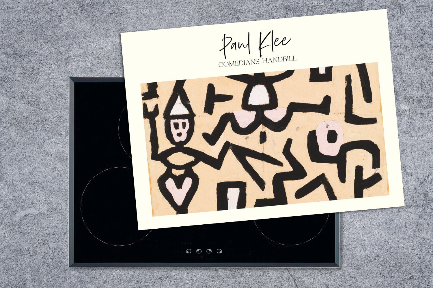MuchoWow Herdblende-/Abdeckplatte Komödianten Paul - Meister, (1 Handzettel nutzbar, 70x52 Klee tlg), Mobile Vinyl, Ceranfeldabdeckung Alte cm, - Arbeitsfläche