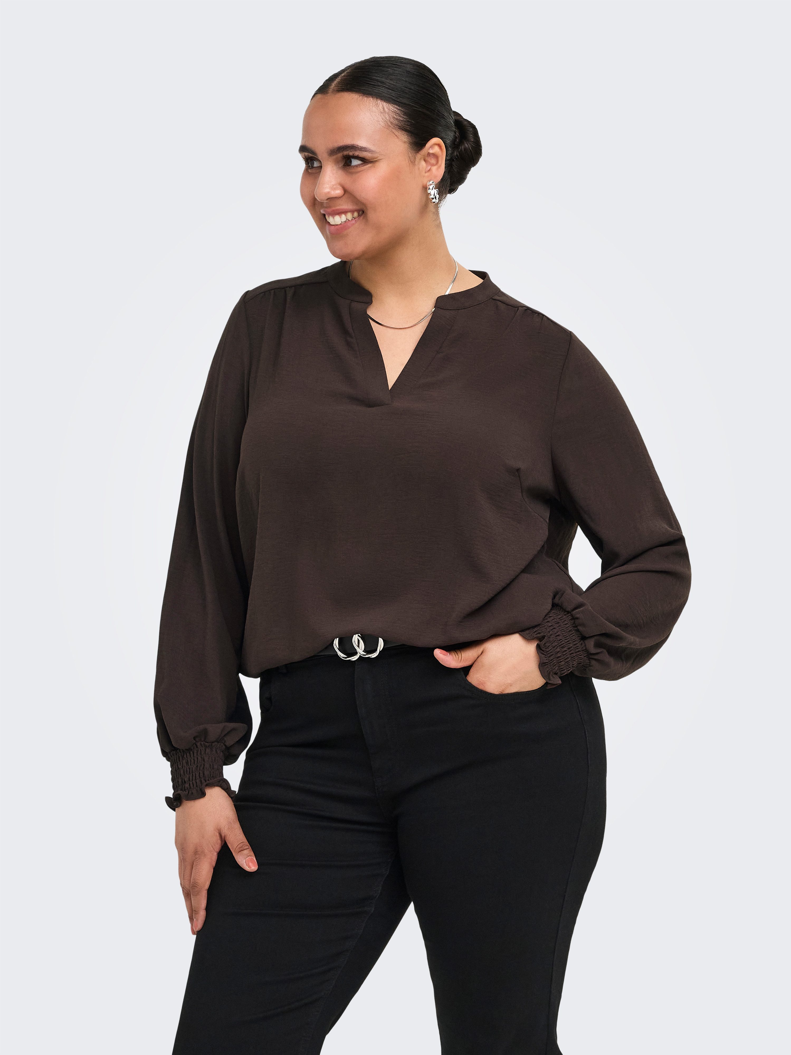 ONLY CARMAKOMA Shirtbluse CARMETTA LIFE V-NECK TOP WVN NOOS Kunstfaser, regular fit