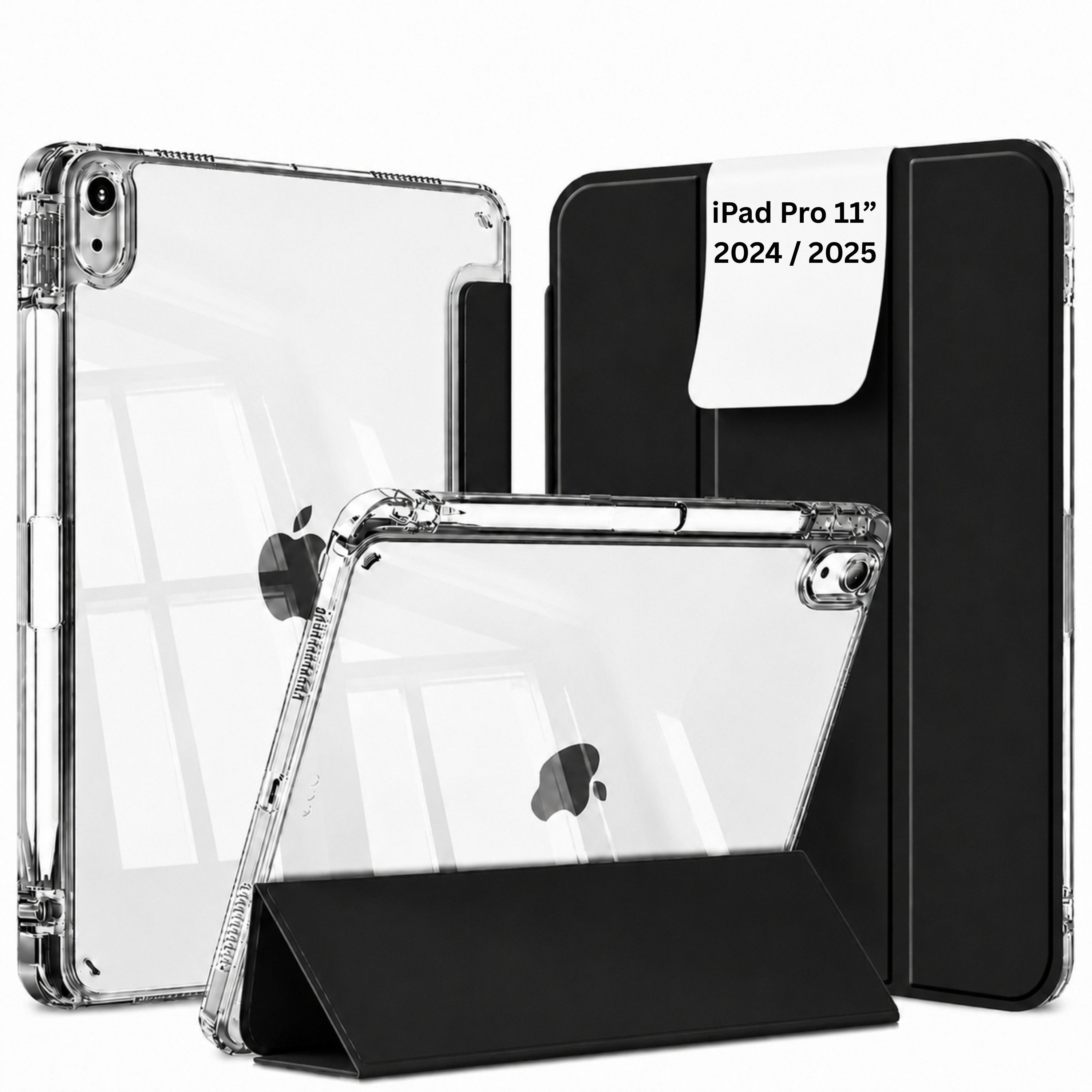 S&T Design Tablet-Hülle Hülle für iPad mit Stifthalter Transparent Stoßfest Tablet Schutzhülle, Kratzfest Hülle Cover Stoßfest Hard Case Ständer Kamera Displayschutz