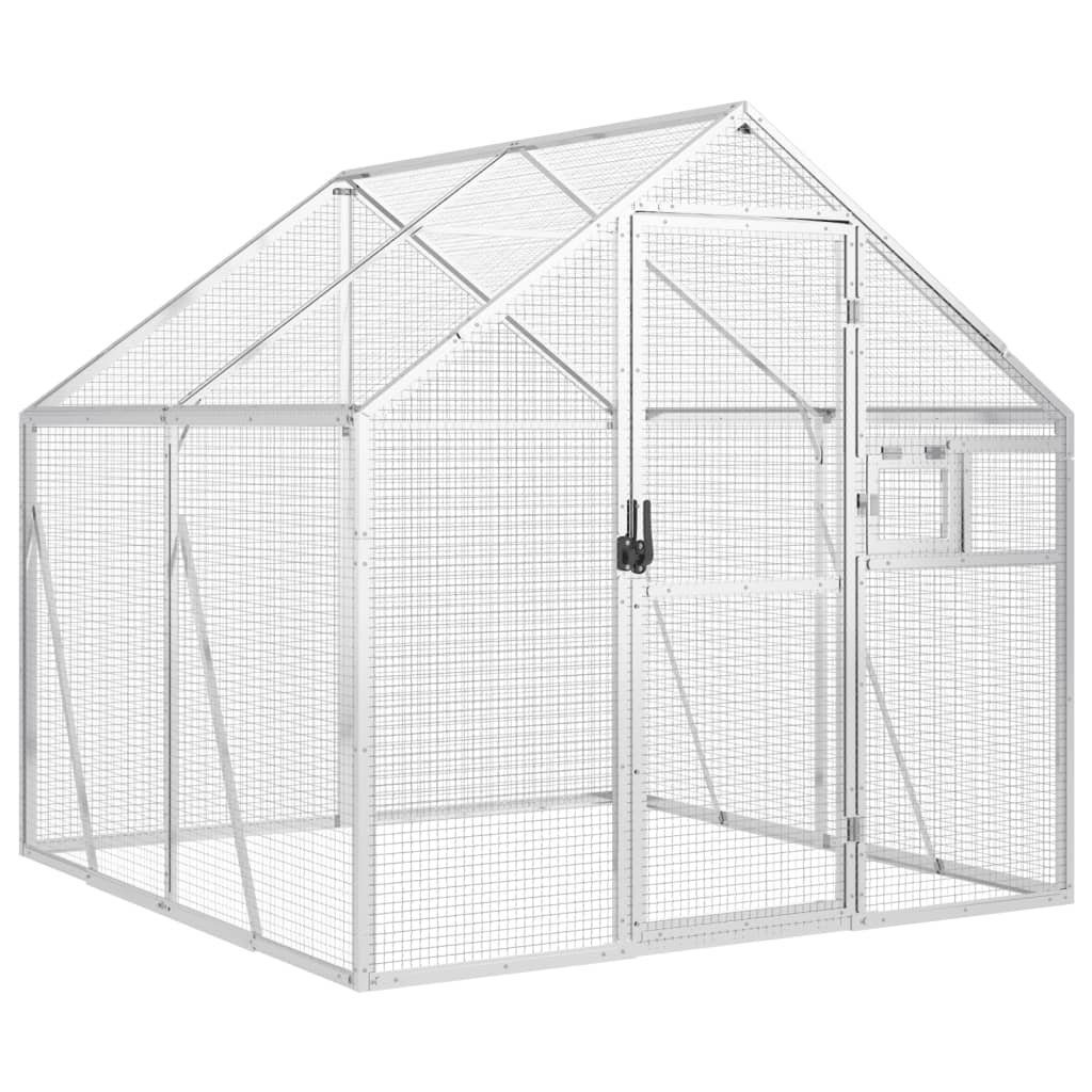 vidaXL Voliere 179 x 2 x 185 m Käfig Gehege Aussen Vogelkäfig Silbern 1,79x2x1,85 m A