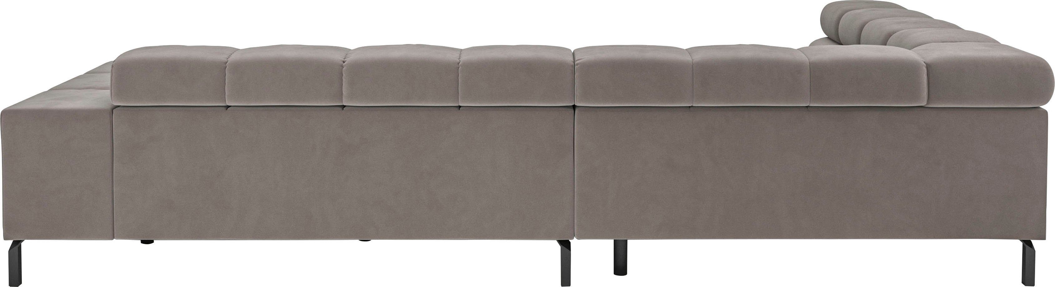 INOSIGN Ecksofa Zierkissen 3 Sitzbereich, mit New, im Steppung feine Kopfteilverstellung, Ancona