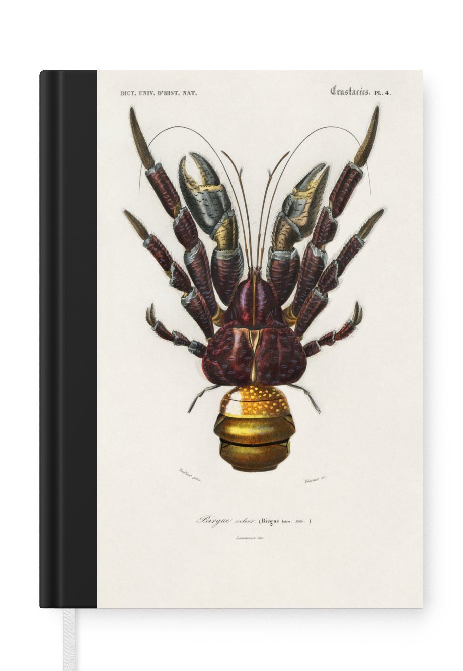 MuchoWow Notizbuch Krabbe - Jahrgang - Tier, Journal, Merkzettel, Tagebuch, Notizheft, A5, 98 Seiten, Haushaltsbuch
