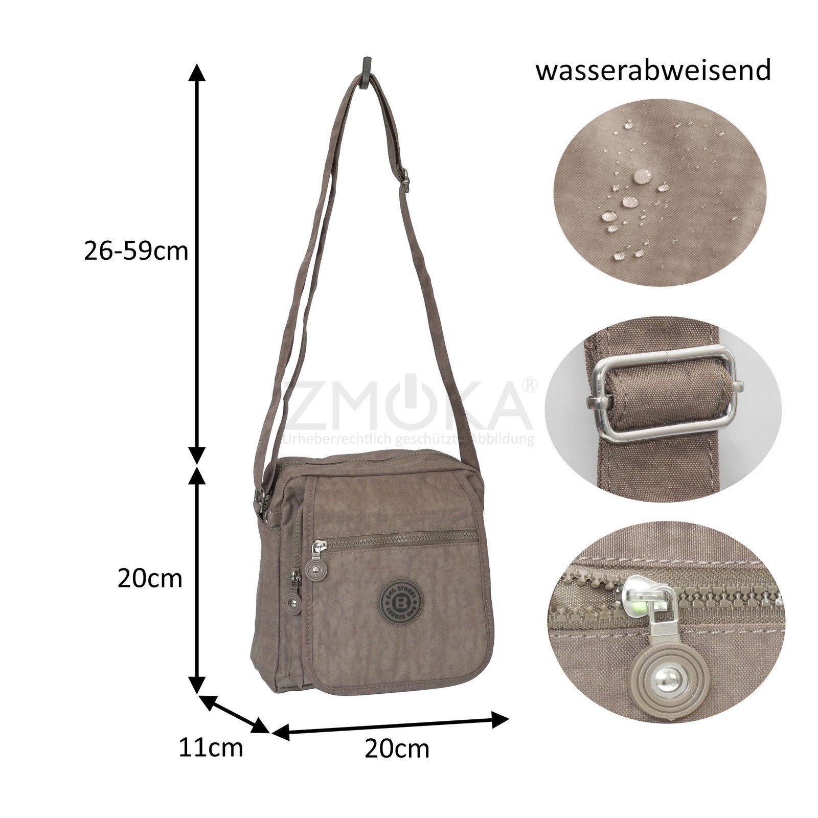 BAG STREET Umhängetasche Bag Stone - Handtasche Auswah Crinkle Umhängetasche Damen Street Stofftasche