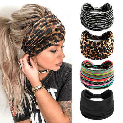 Alster Herz Haarband Haarband Damen bunt, Stirnband für Yoga und Sport Hairband, A0568, 4-tlg., weich, sehr angenehm zu tragen