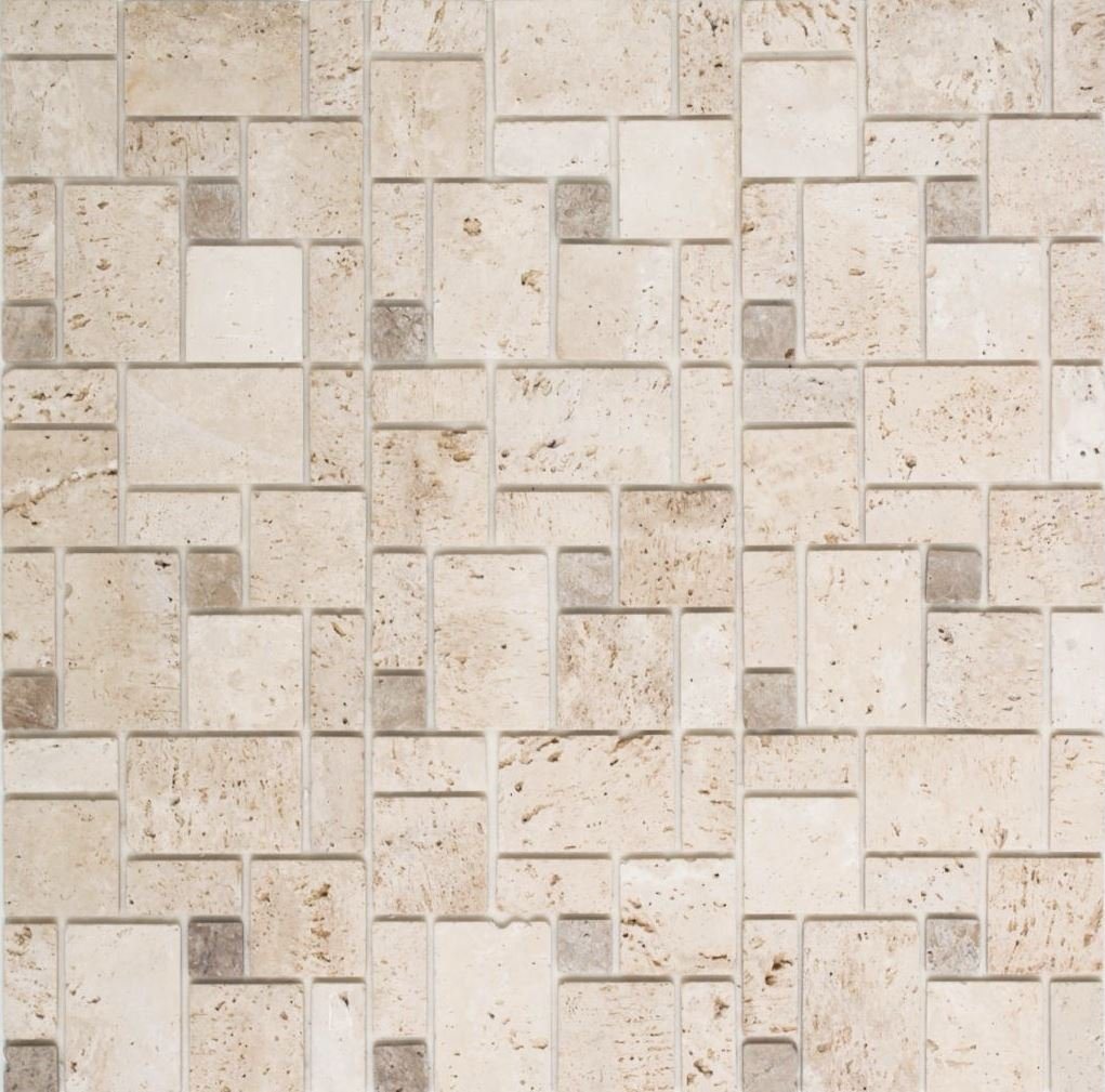 Thumbnail - Mosani Wandfliese Travertinmosaik Mosaikfliesen Selbstklebend mix beige matt, Travertin, Dekorative Wandverkleidung